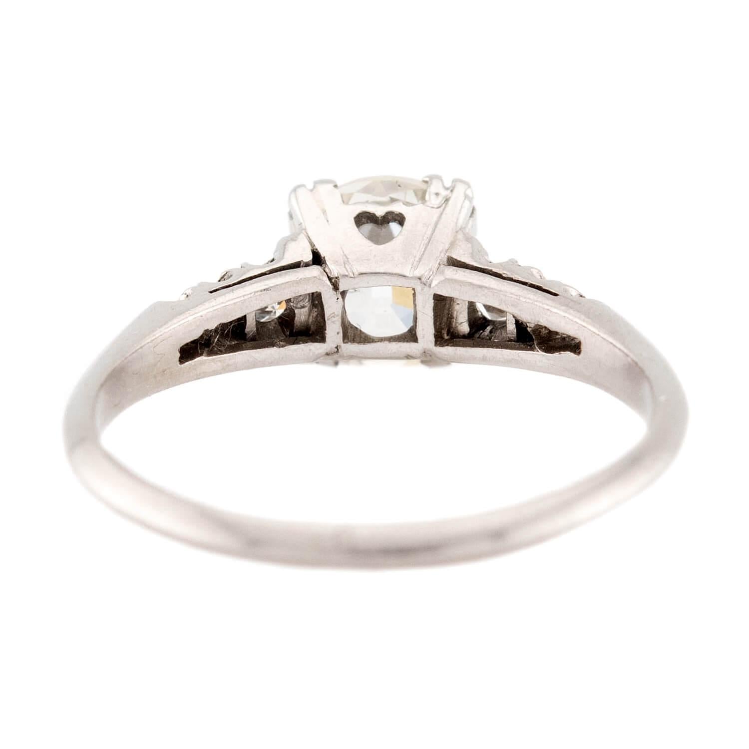 Retro Platinum Diamond Engagement RIng .90ct