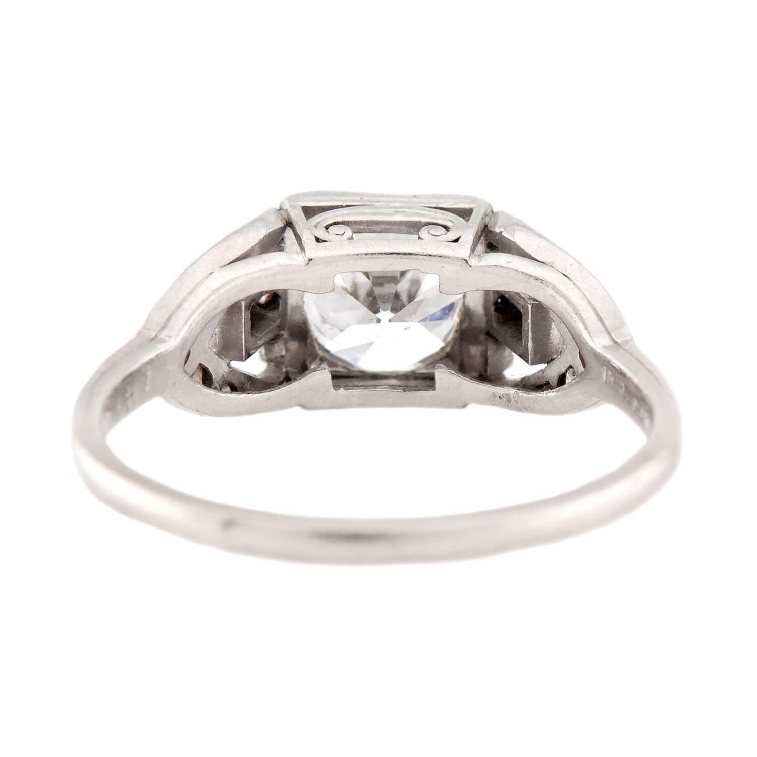 Art Deco Platinum Diamond Engagement Ring .90ct