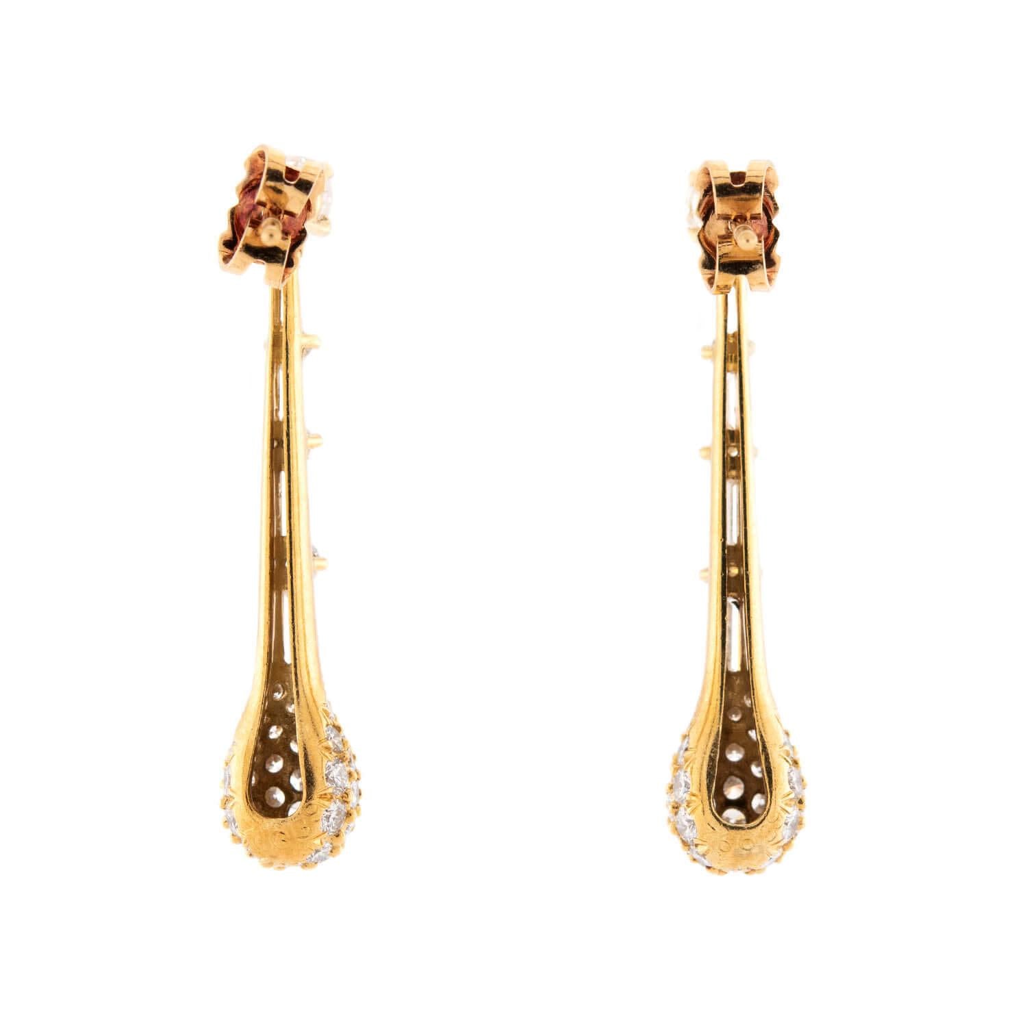 Estate 18k Diamond Matchstick Earrings