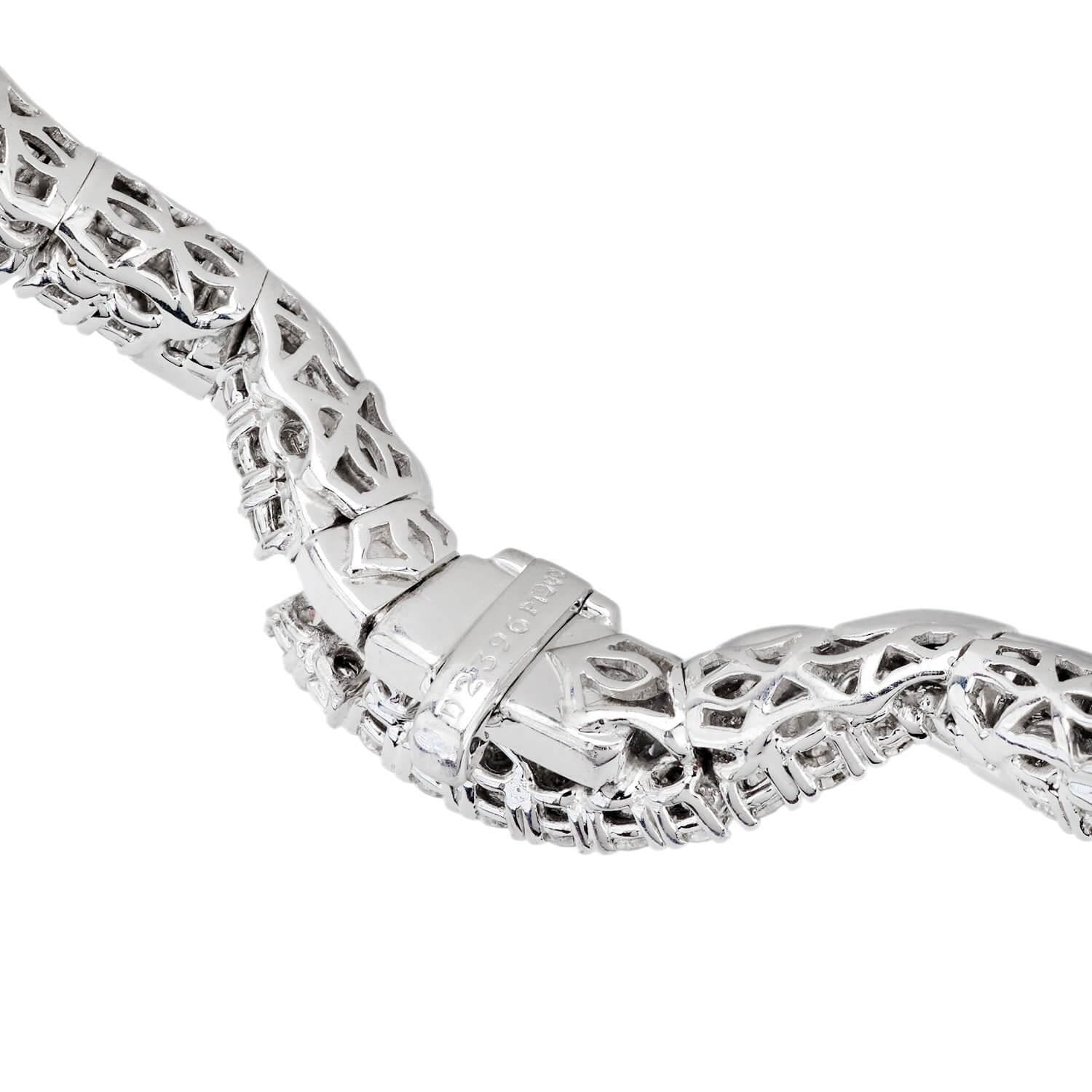 Estate Platinum Diamond Twisted Riviera Necklace
