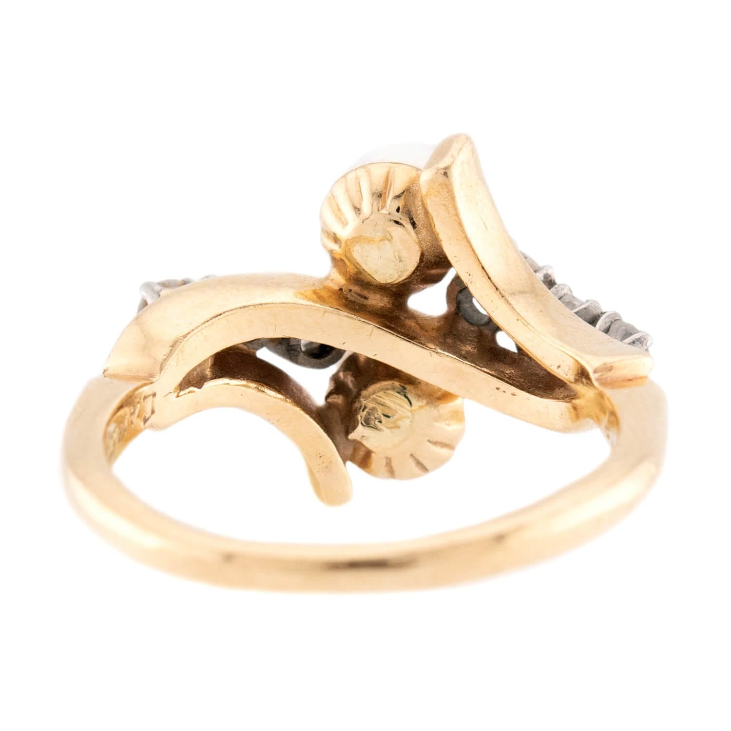 BROGAN Vintage 14k Pearl and Diamond Moi et Toi Ring
