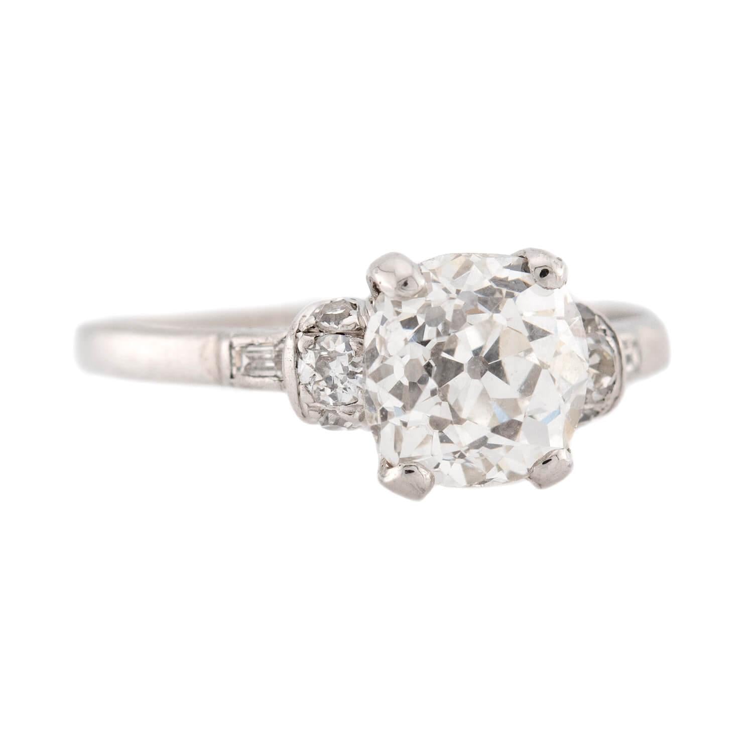 Art Deco Patlinum Diamond Engagement Ring 2.68ct
