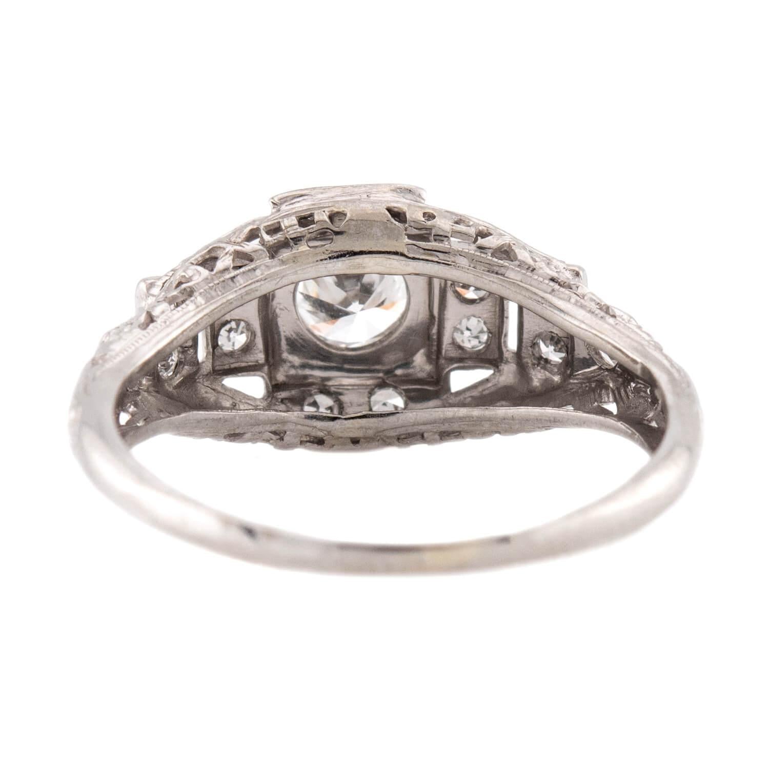 Art Deco 18k Diamond Engagement Ring .40ct