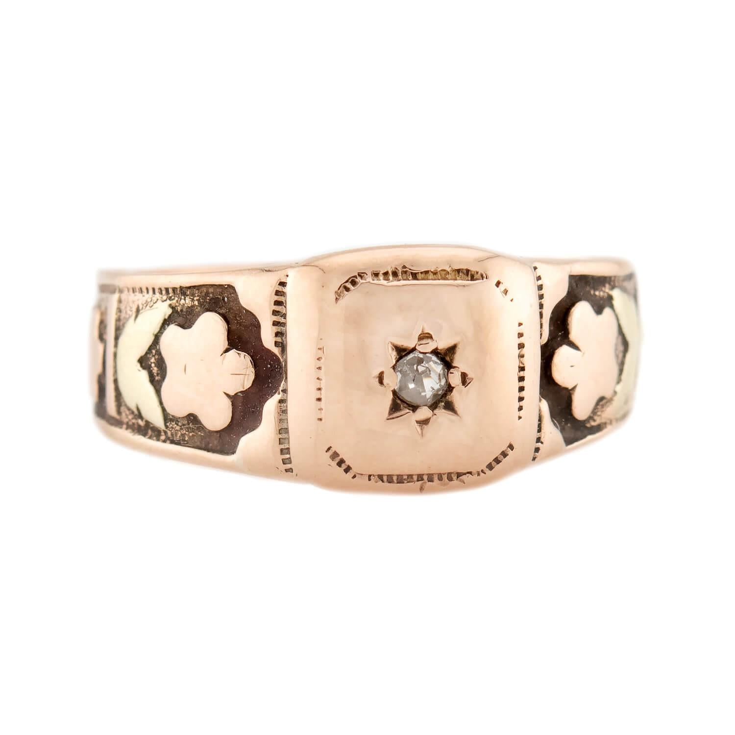 Victorian 14k Diamond Floral-Motif Ring