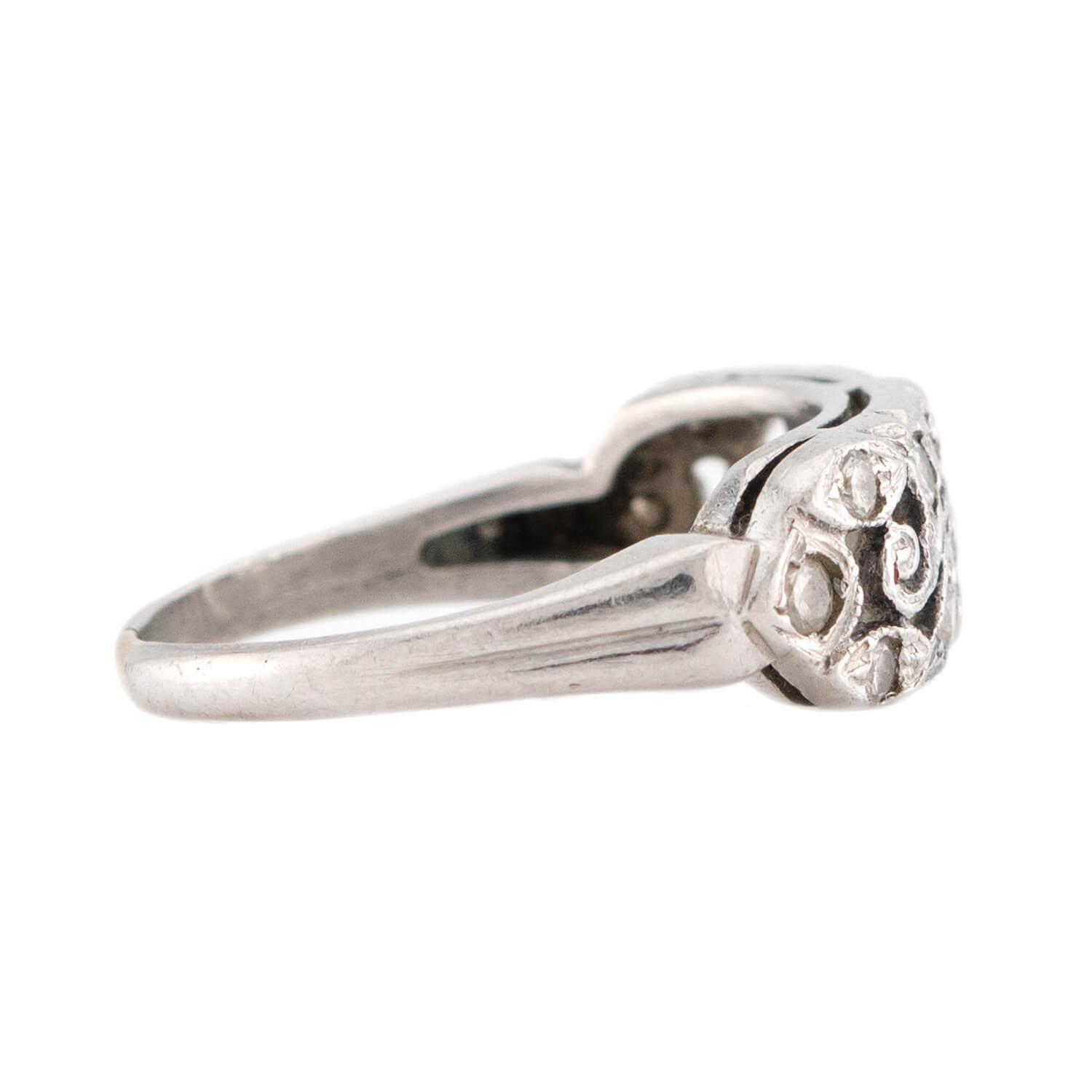 Art Deco Platinum Diamond Swirling-Motif Cutout Ring