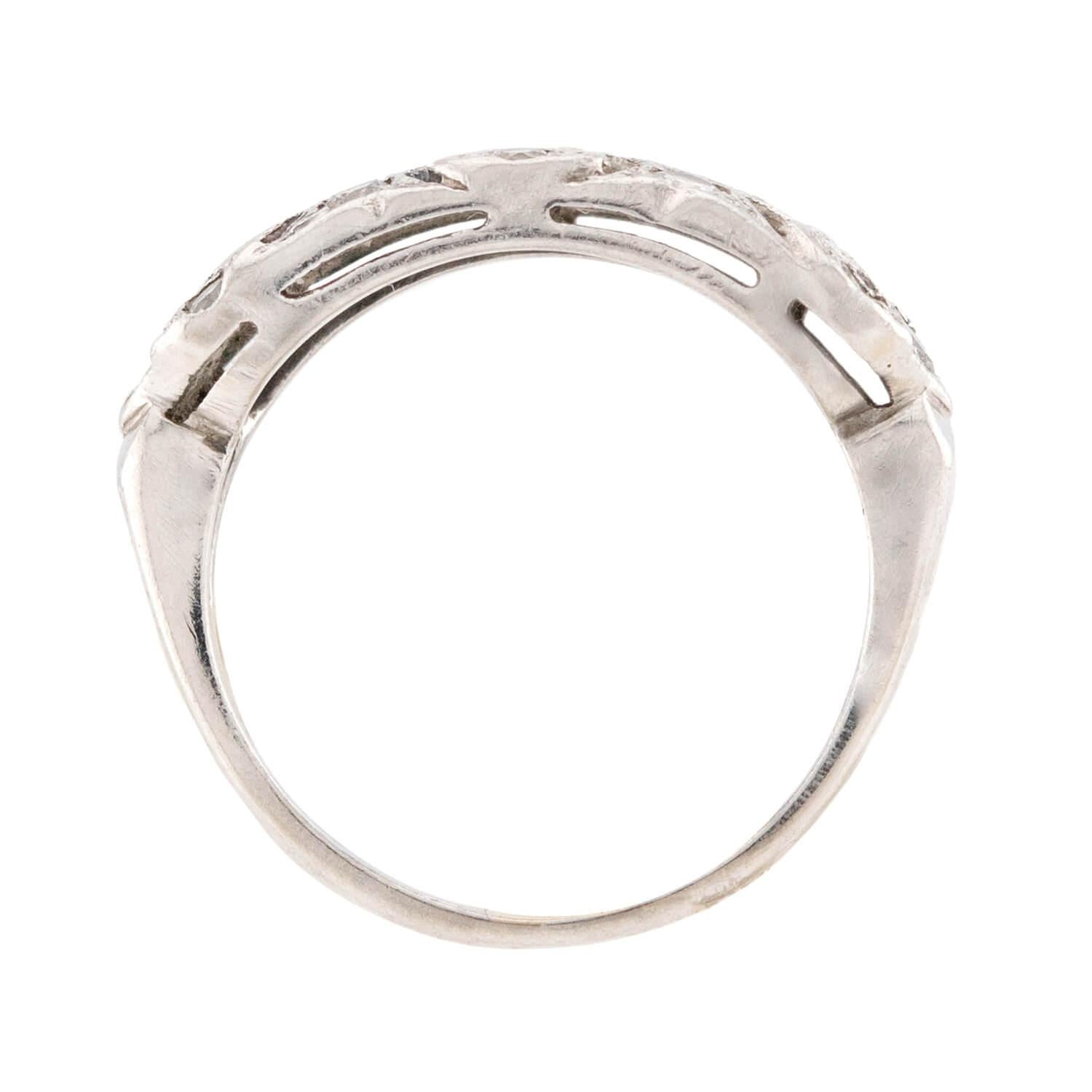 Art Deco Platinum Diamond Swirling-Motif Cutout Ring