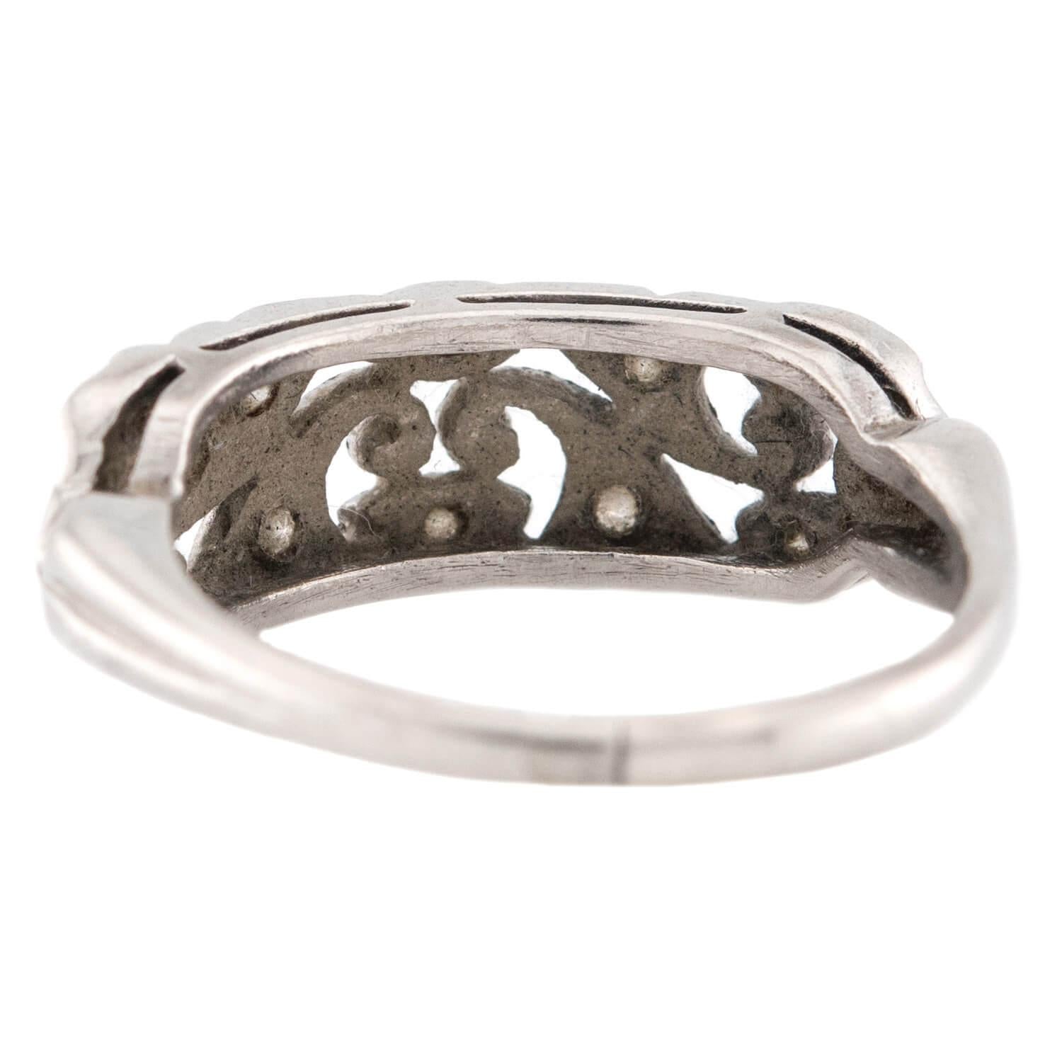 Art Deco Platinum Diamond Swirling-Motif Cutout Ring