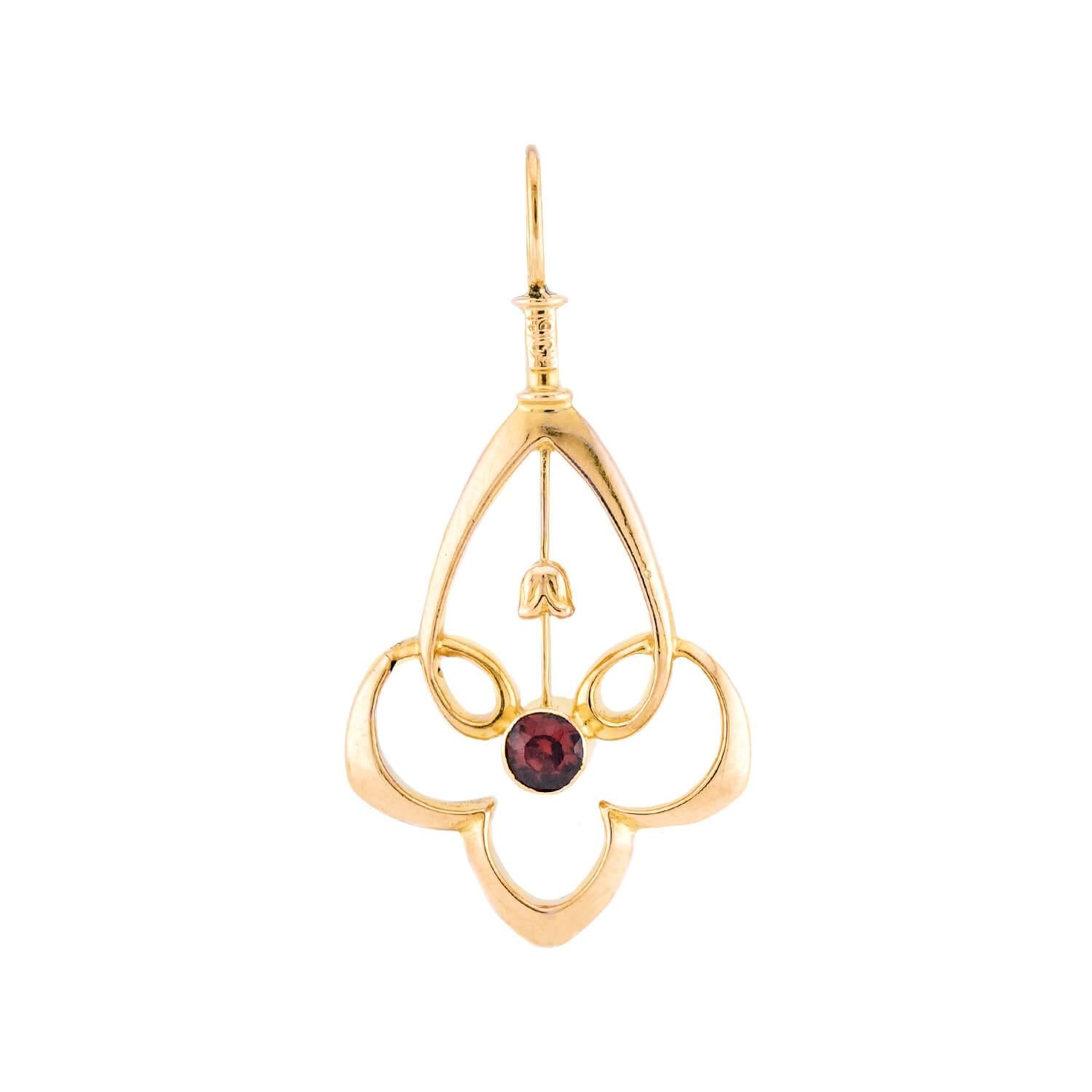 Art Nouveau 18k Garnet Lavalier Pendant