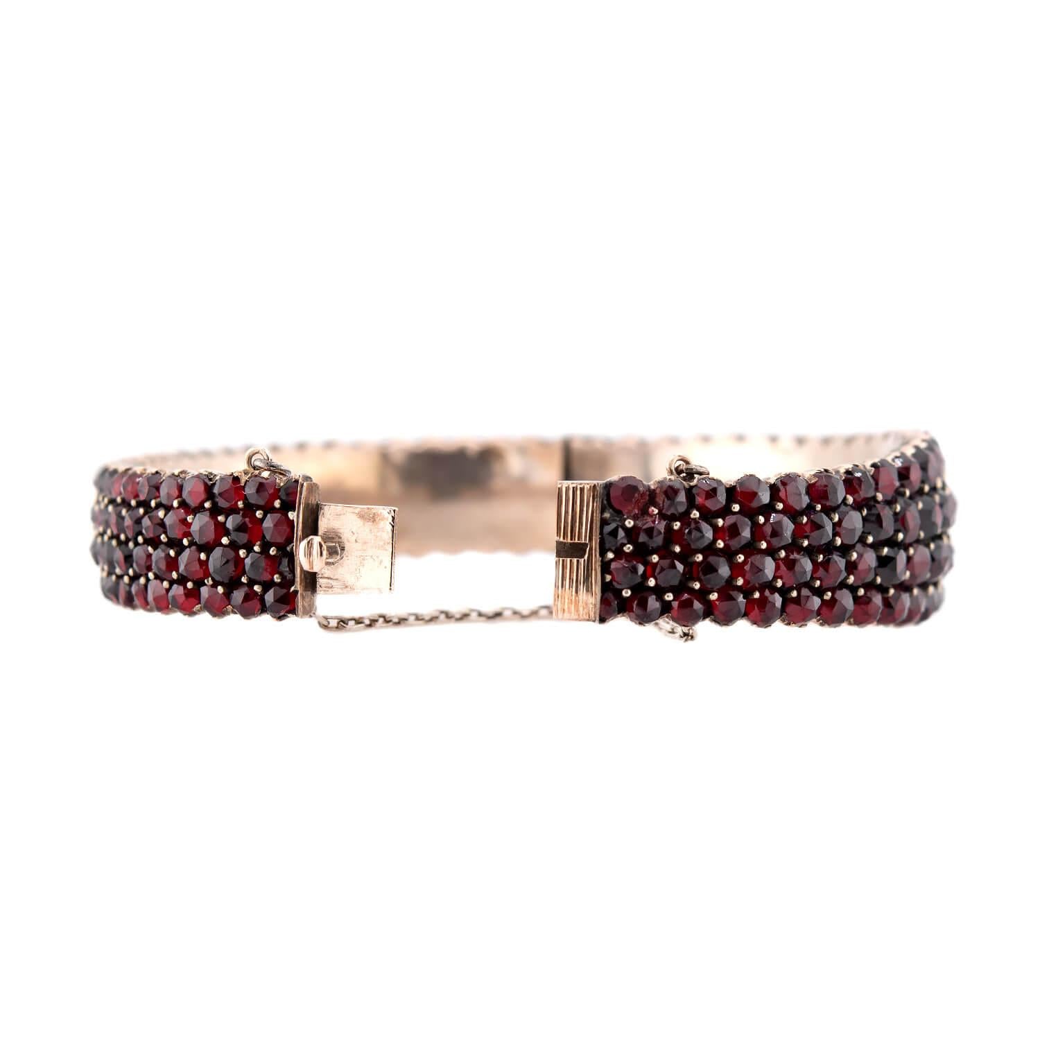 Victorian Silver Gilt Bohemian Garnet Bangle