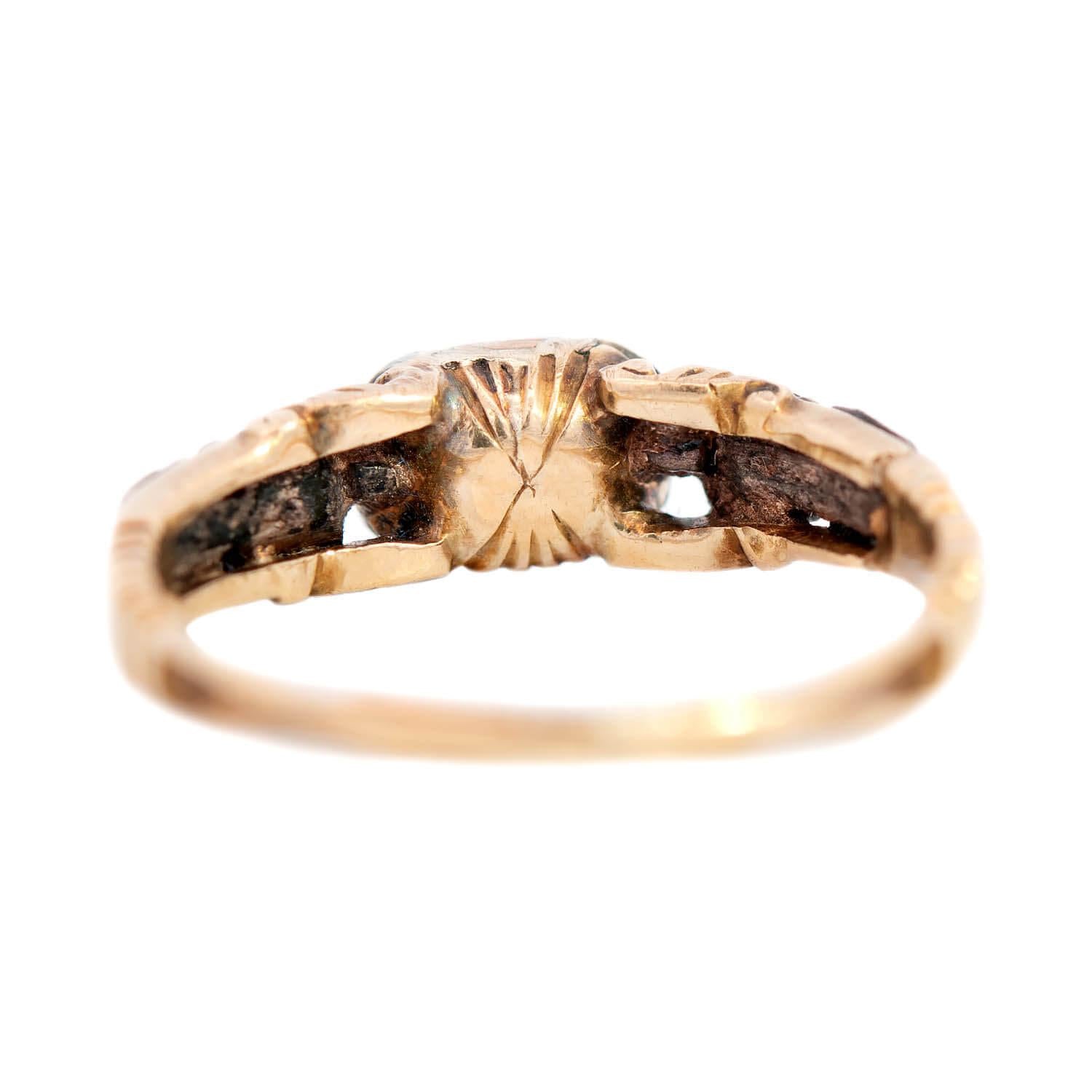 Georgian 18k/Sterling Silver Emerald and Rose Cut Diamond Engagement Ring