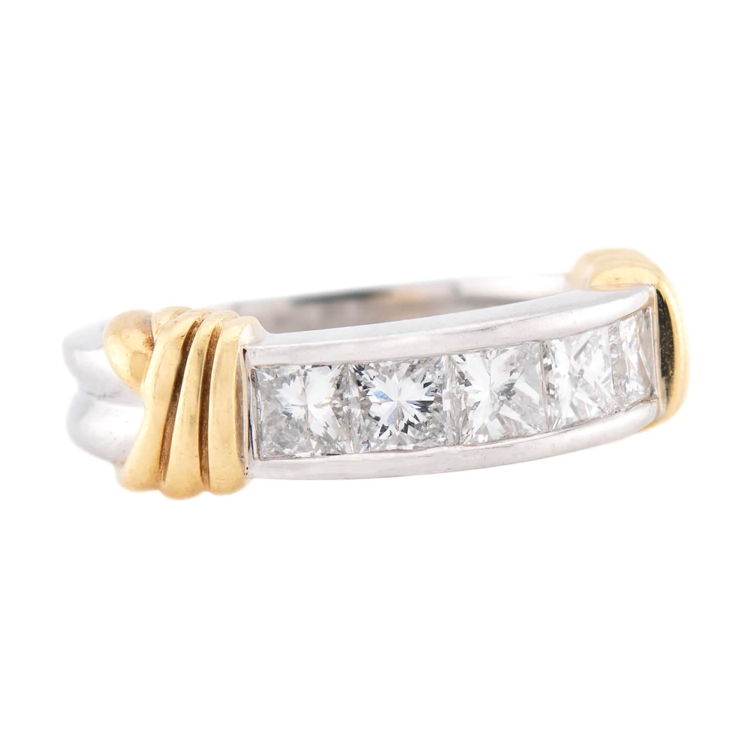 Estate 18k & Platinum Diamond Half Band