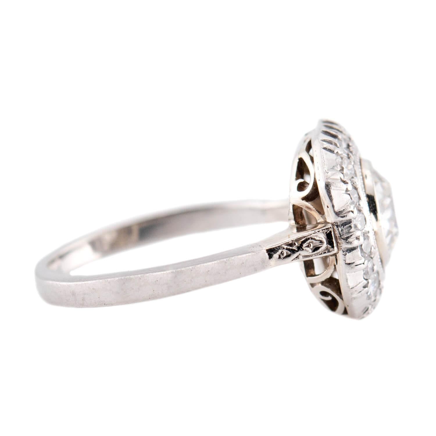 Art Deco Platinum Diamond Halo Engagement Ring 1.40ct