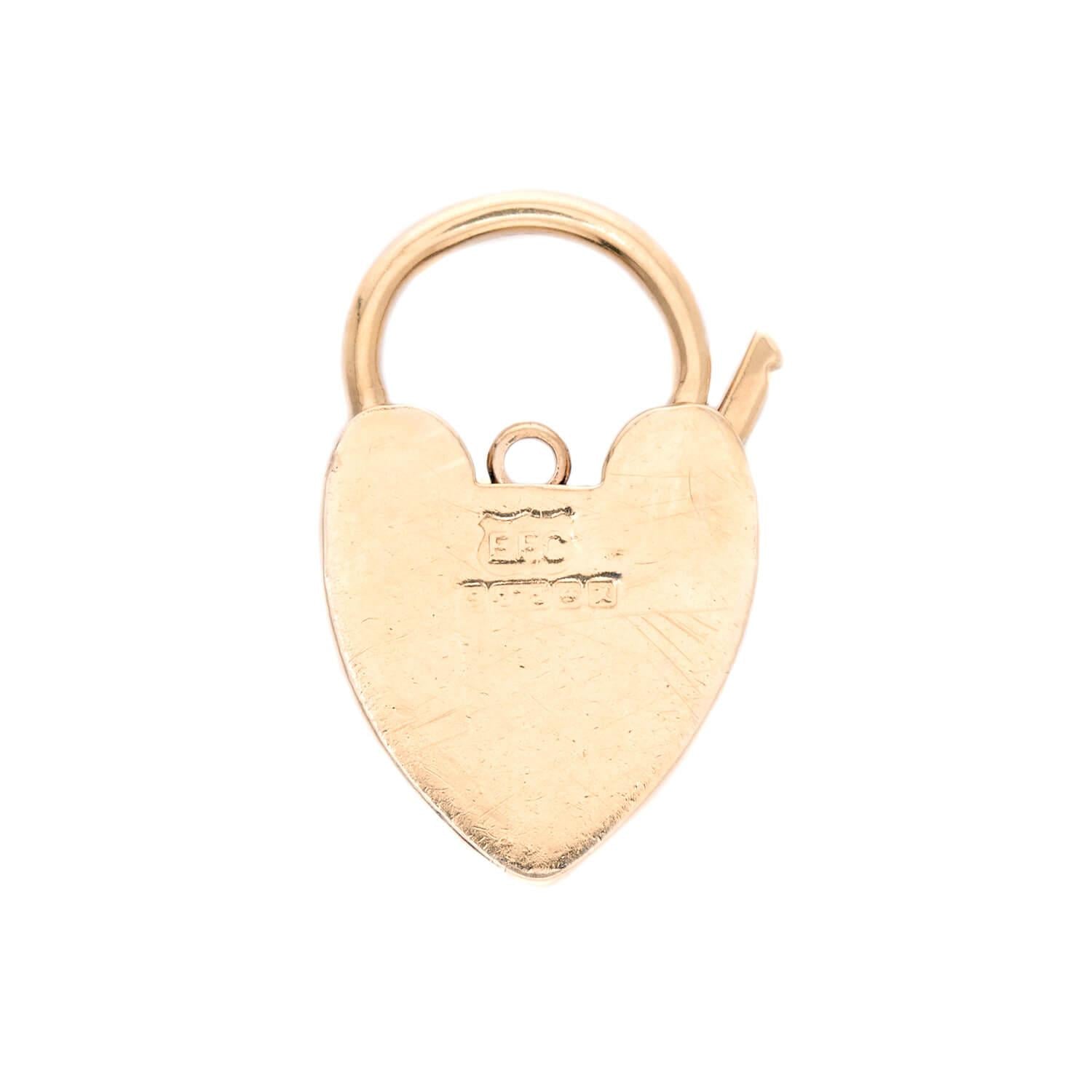 Victorian 9k Heart-Motif Padlock Pendant/Charm