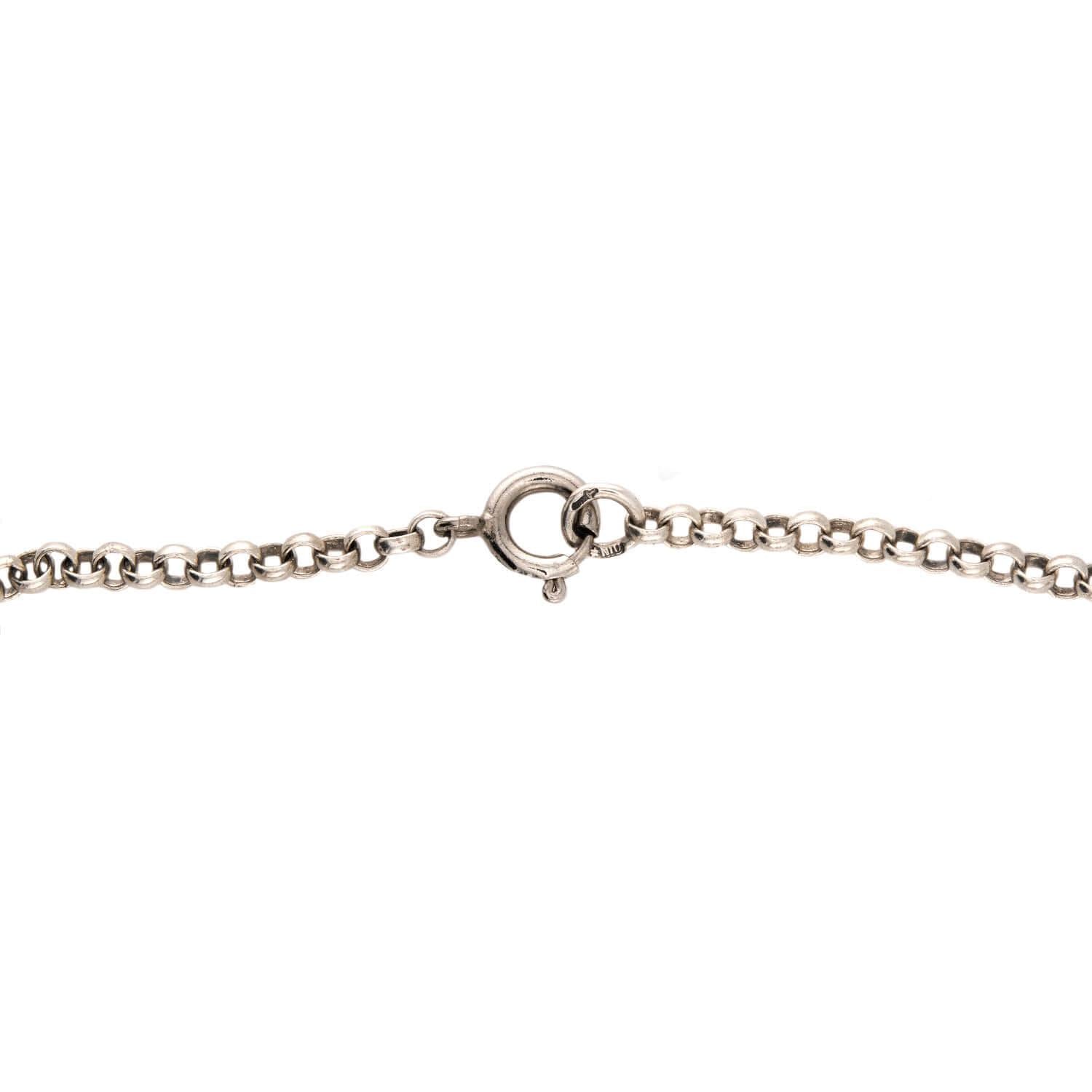 Victorian Sterling Silver Carved Horn Padlock Pendant Necklace