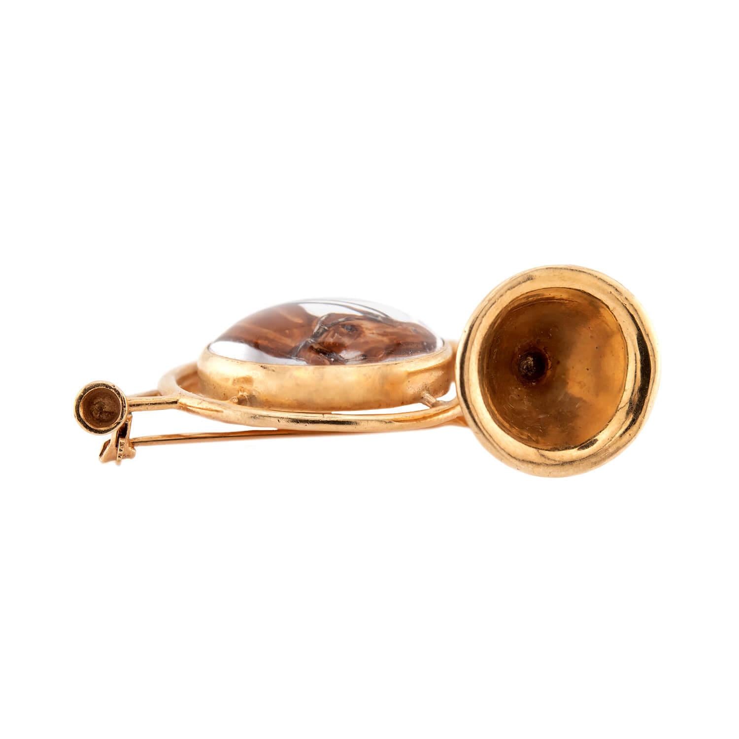 HENRY BLANK & CO Art Deco 14k Essex Crystal Trumpet Pin/Pendant
