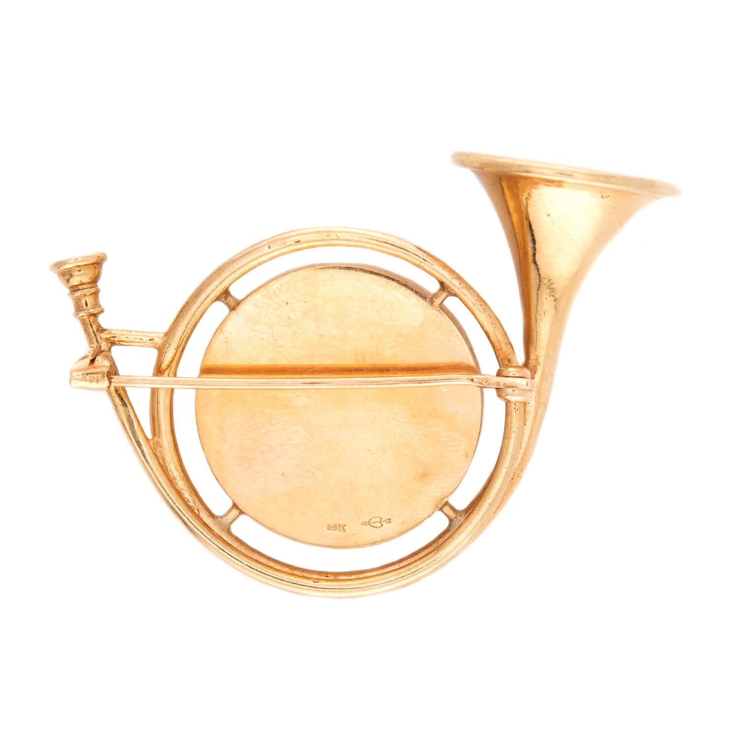 HENRY BLANK & CO Art Deco 14k Essex Crystal Trumpet Pin/Pendant