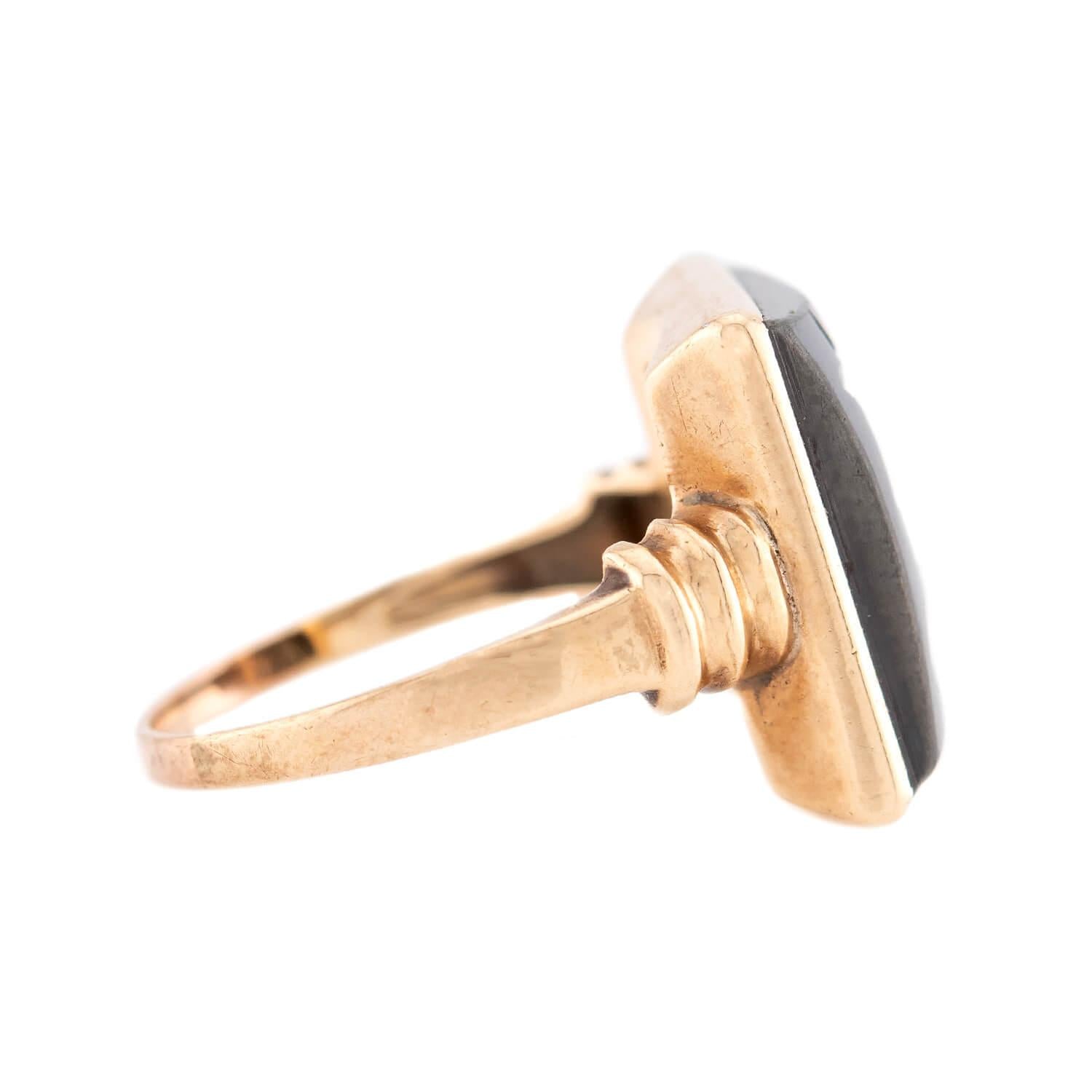 Victorian 14k Hematite Intaglio Ring
