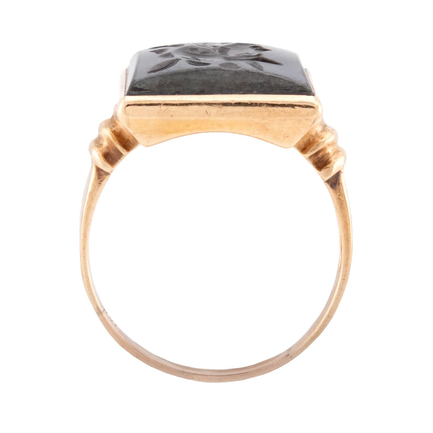 Victorian 14k Hematite Intaglio Ring