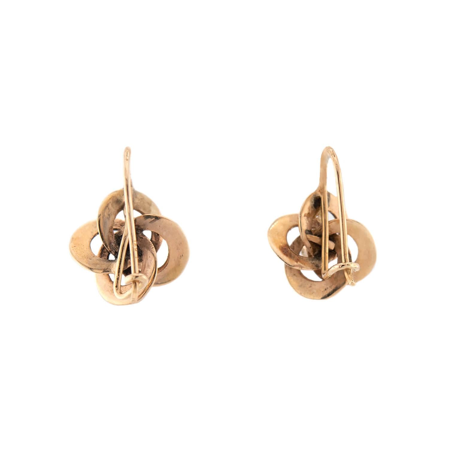 Victorian 14k Repousse Love Knot Motif Earrings