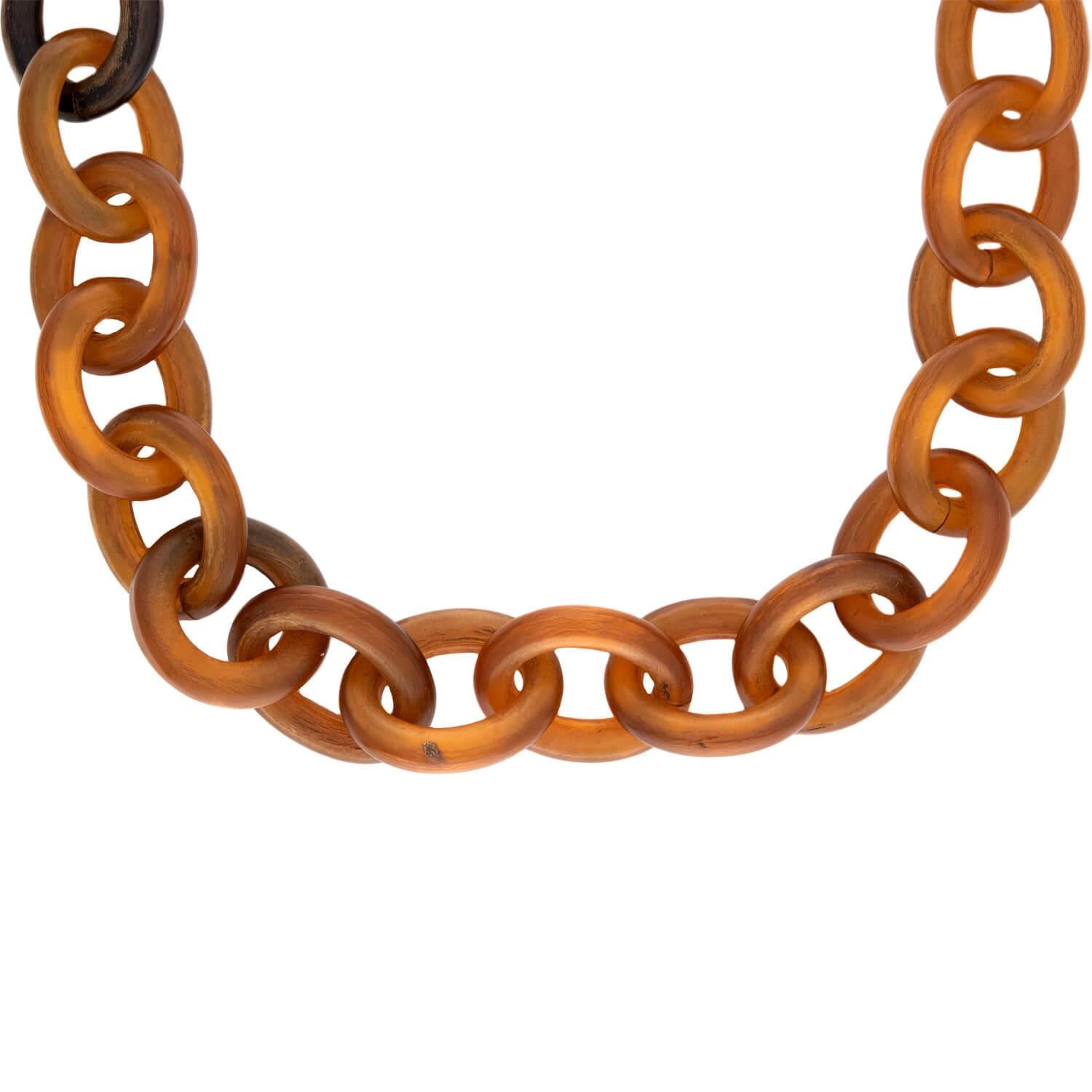 Victorian Gold-Filled Carved Horn Link Necklace