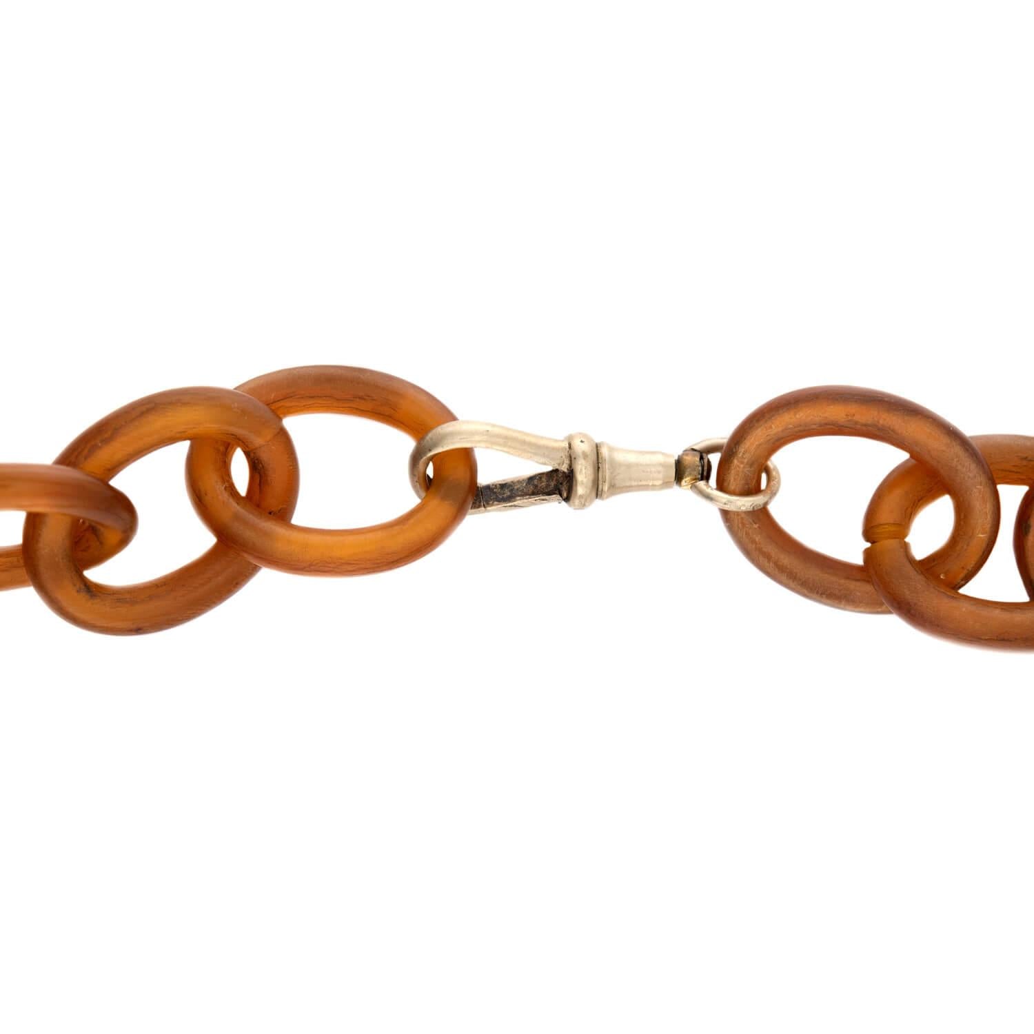Victorian Gold-Filled Carved Horn Link Necklace