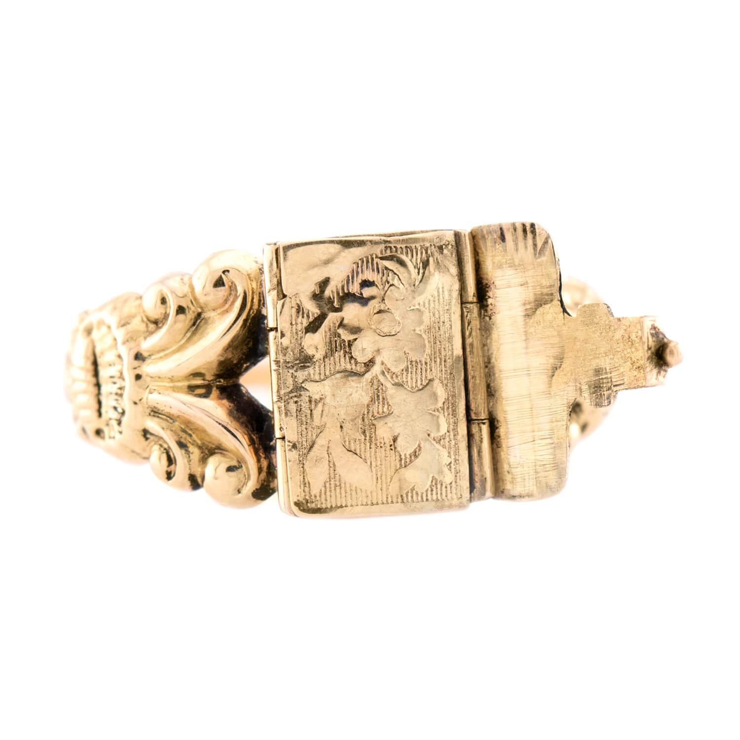 Georgian 18k Enamel Locket Ring