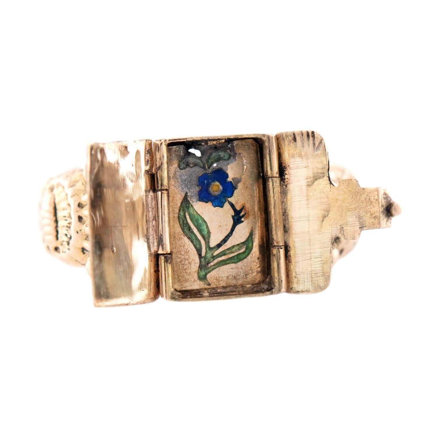 Georgian 18k Enamel Locket Ring
