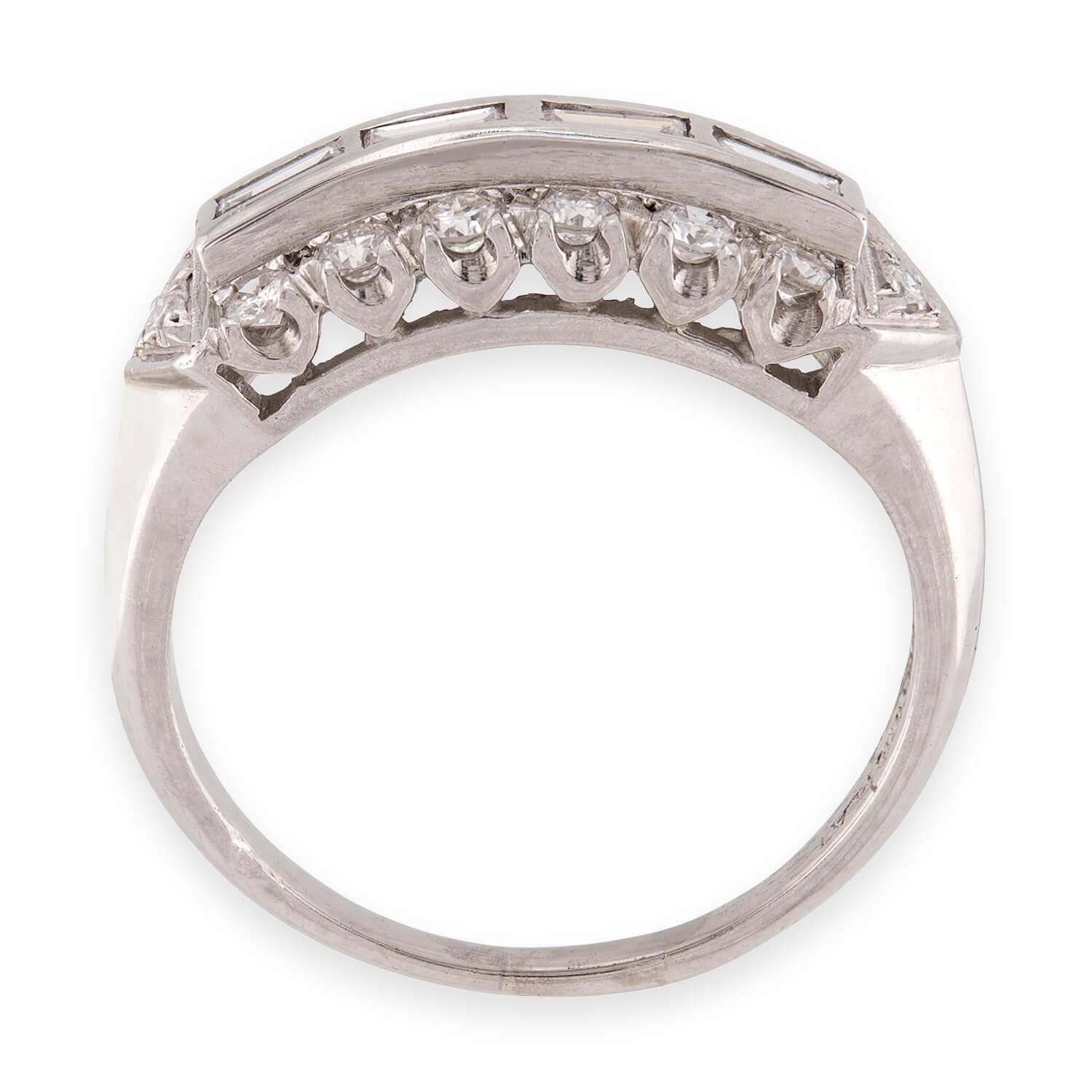 Retro Platinum Diamond Half Band