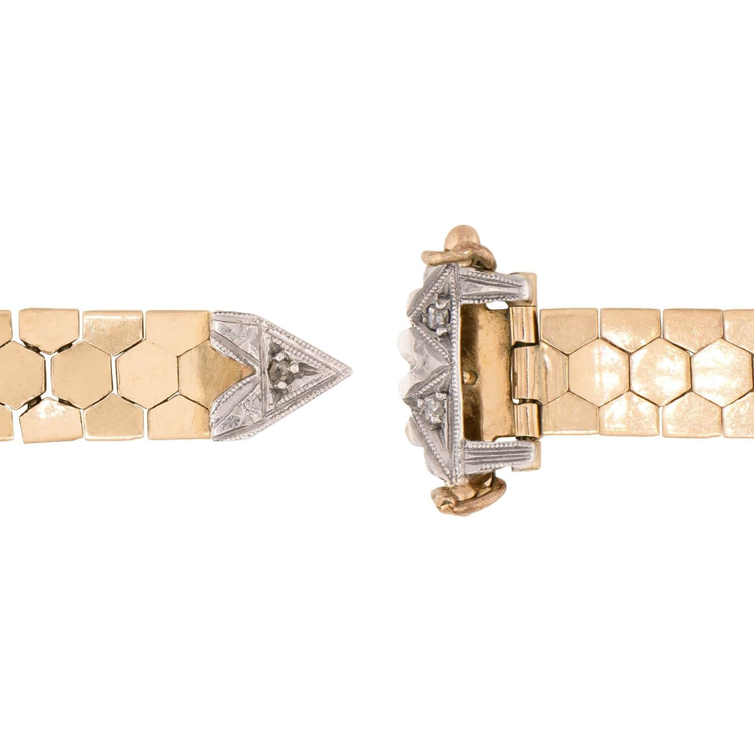Retro 14k Diamond Adjustable Buckle Ring