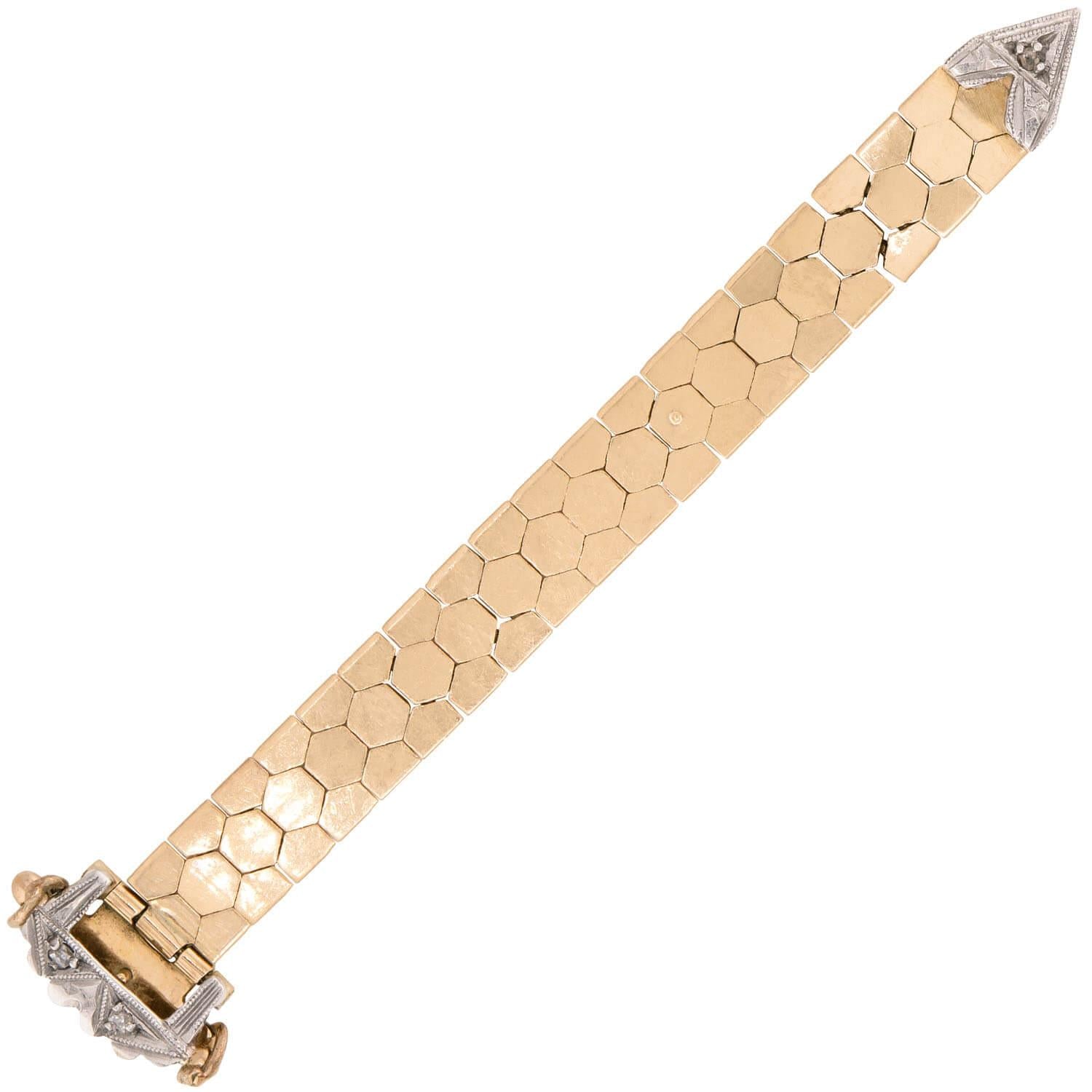 Retro 14k Diamond Adjustable Buckle Ring