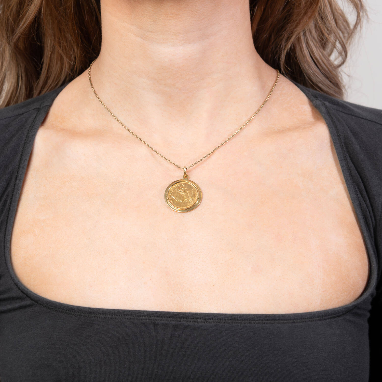 Art Deco Swiss 18k Coin Pendant