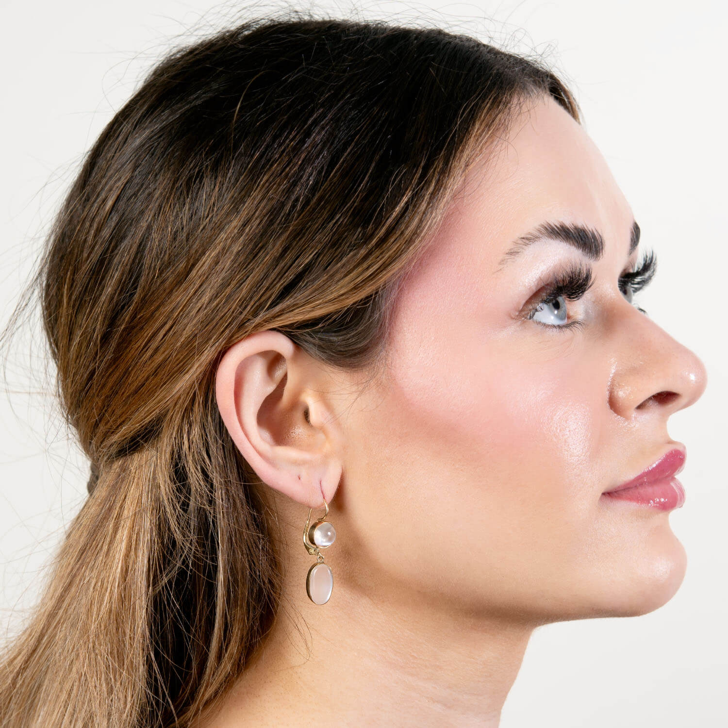 Retro 14k Moonstone Drop Earrings