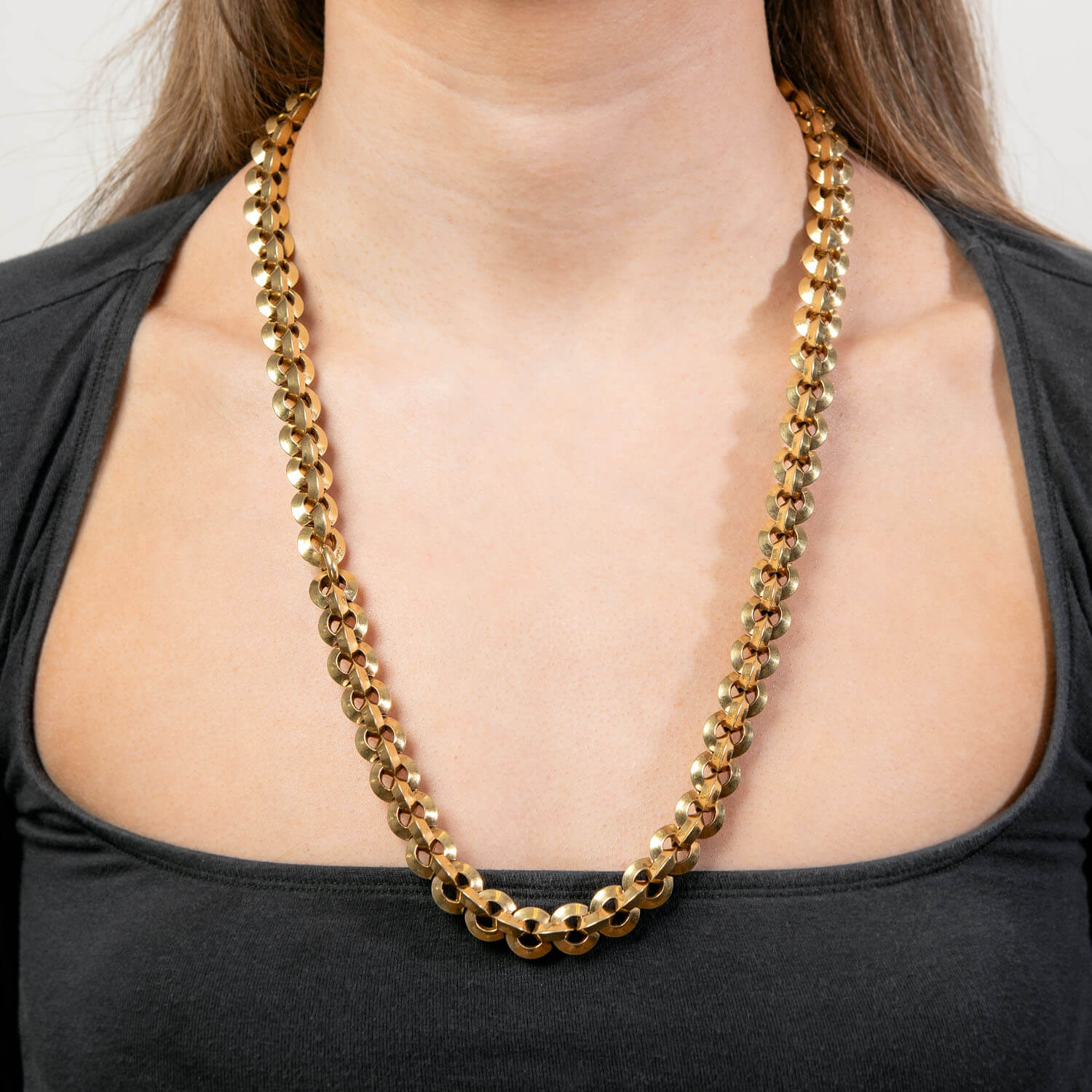 Vintage 18k Gold Rolo Link Necklace 25"