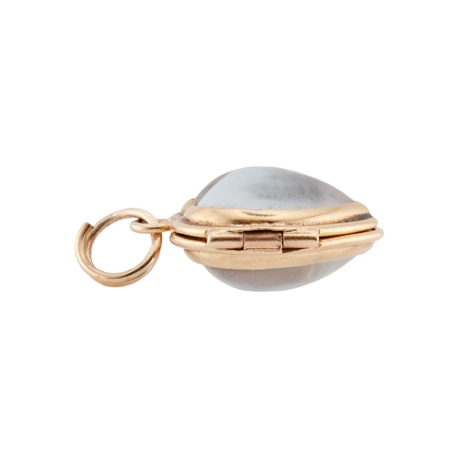 Victorian 14k Moonstone Heart Locket Pendant/Charm