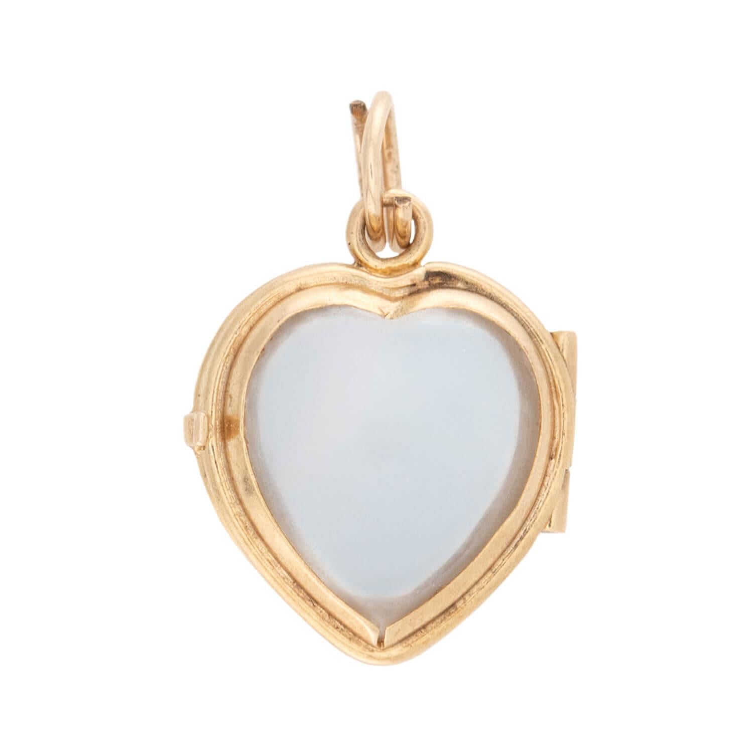 Victorian 14k Moonstone Heart Locket Pendant/Charm