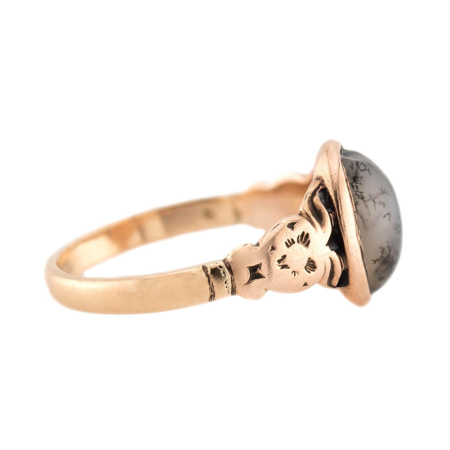 Victorian 14k Moss Agate Ring