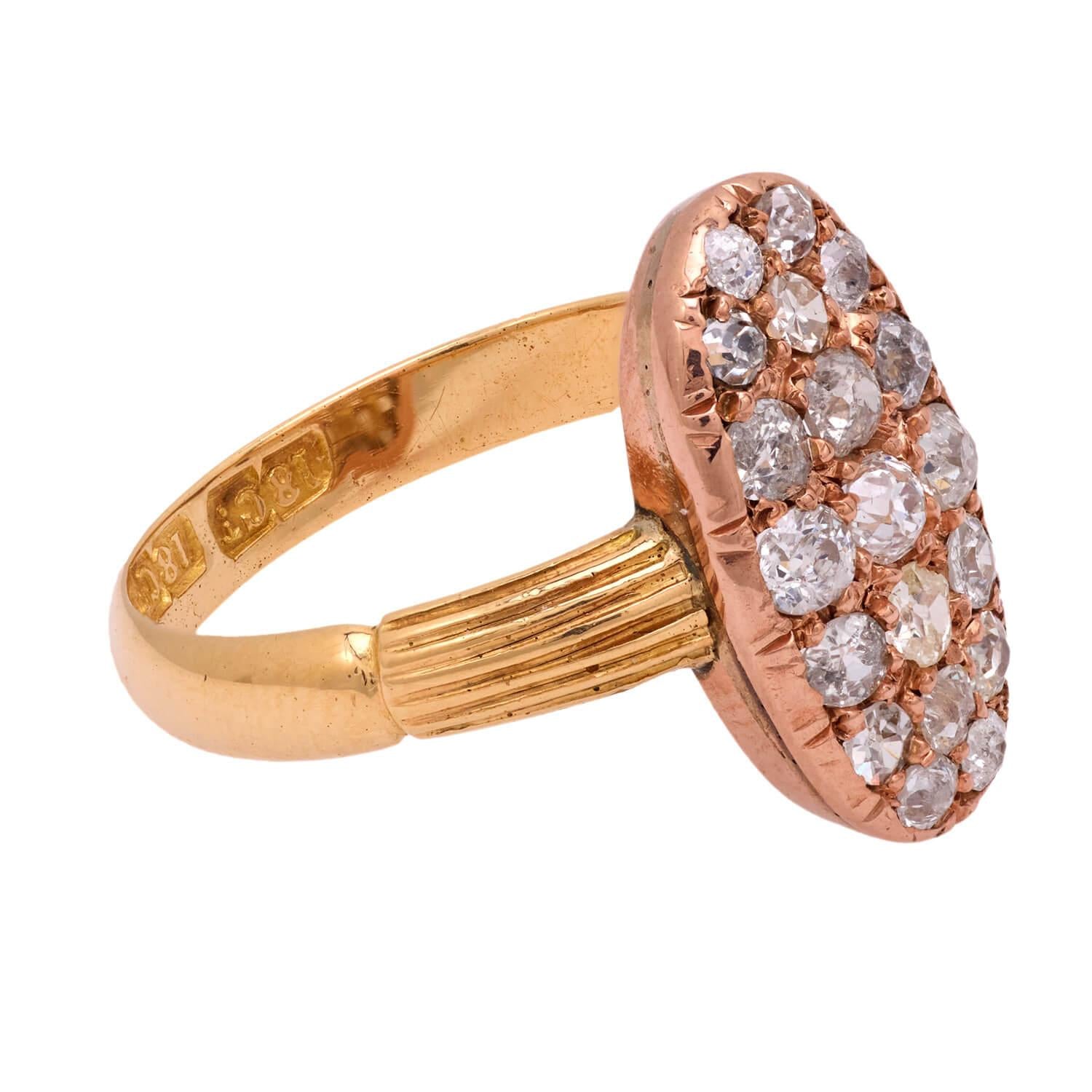 Victorian 18k Diamond Navette Ring