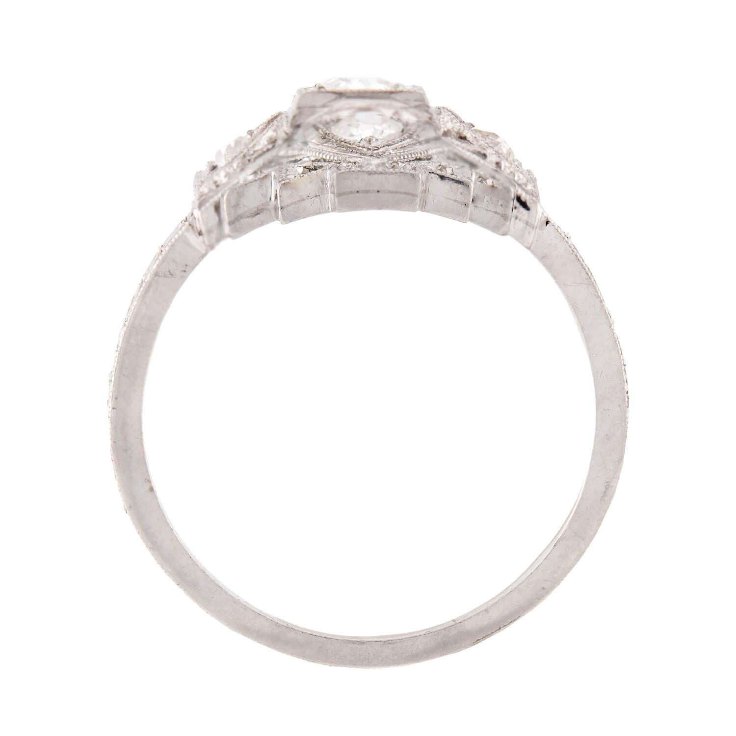 Art Deco Platinum Diamond Navette Ring