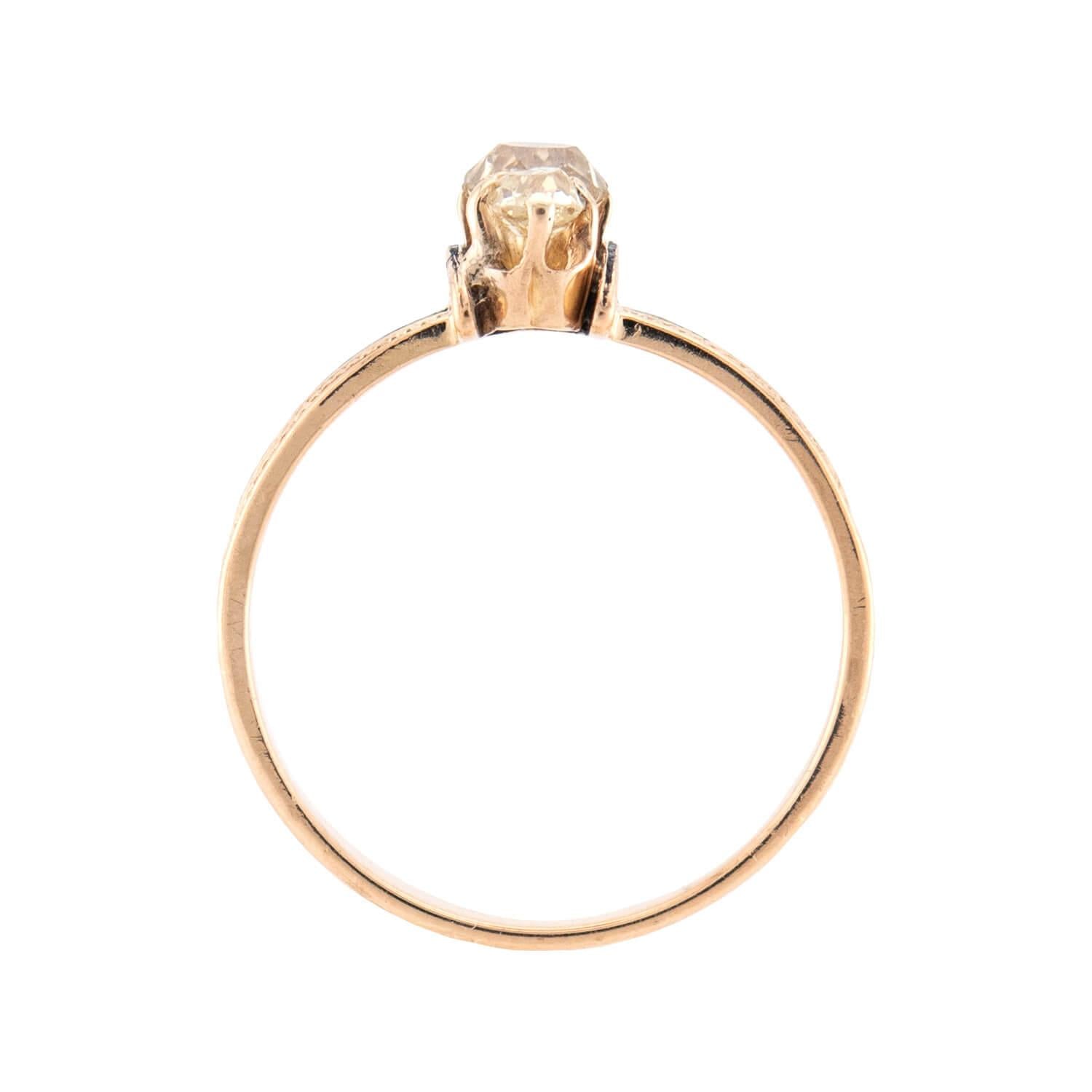 Victorian 14k Diamond & Enamel Navette Ring