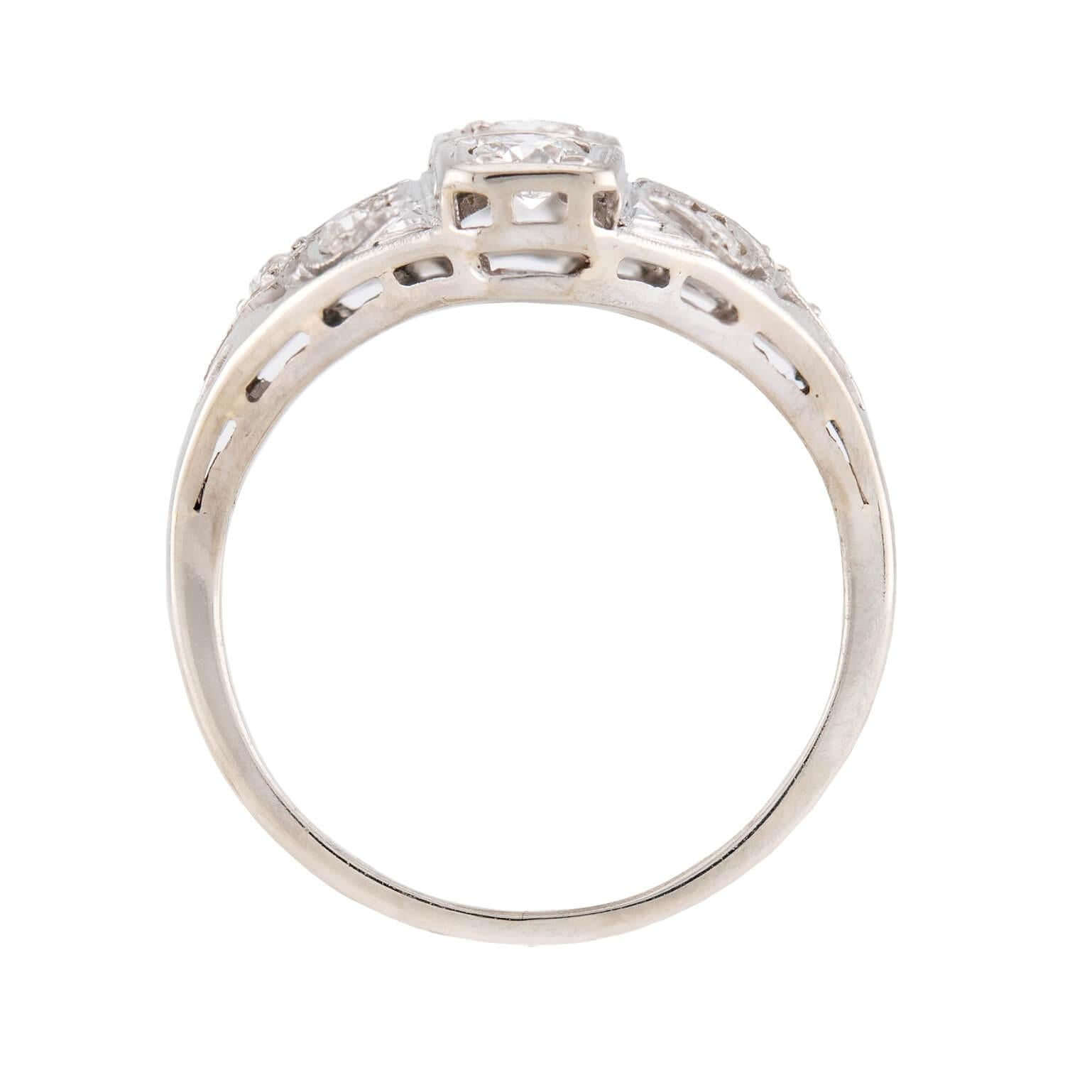 Retro 18k Diamond Navette Ring