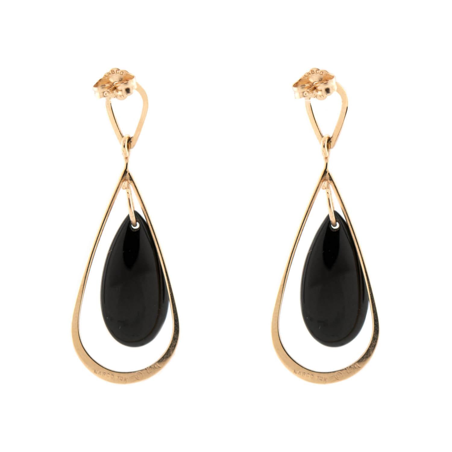 NABCO Estate 14k Onyx Teardrop Earrings