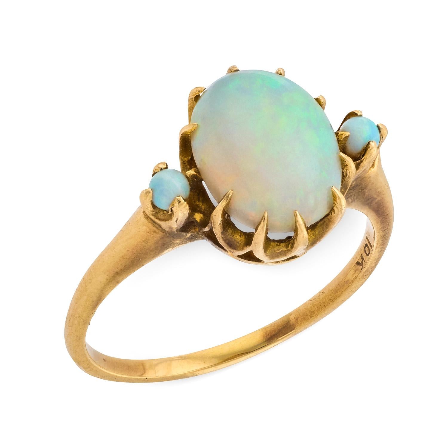 Edwardian 10k Opal Three Stone Ring