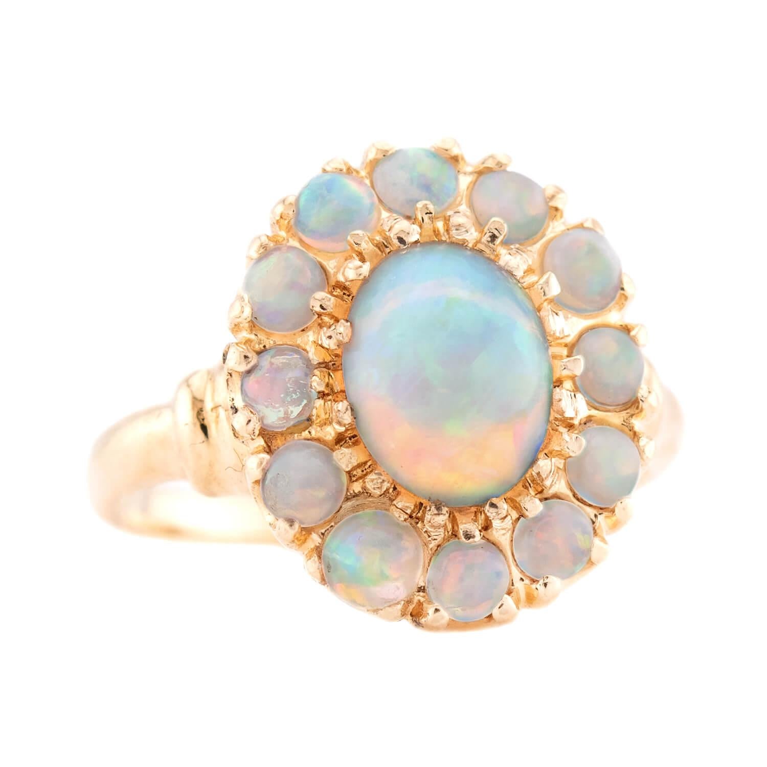 Victorian 14k Opal Halo Ring