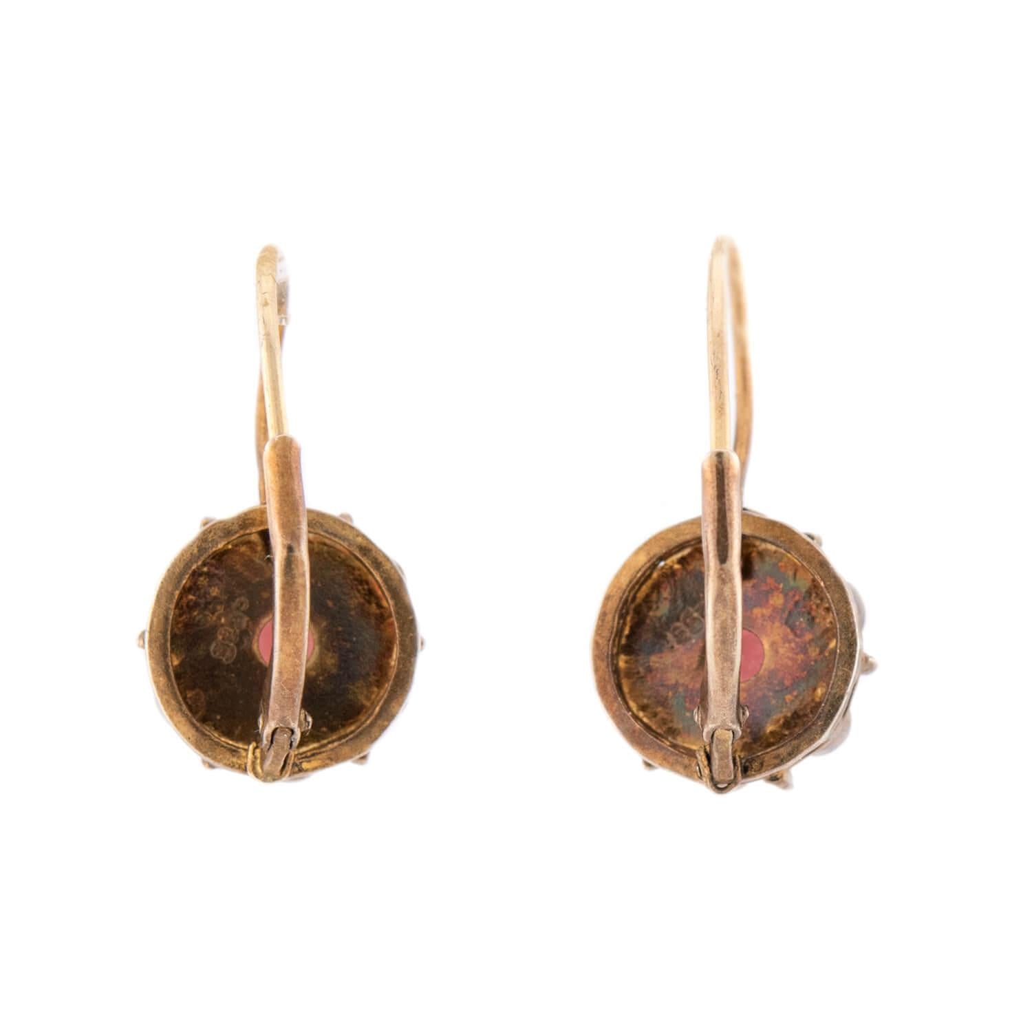 Victorian Sterling Silver Tourmaline and Opal Floral Earrings