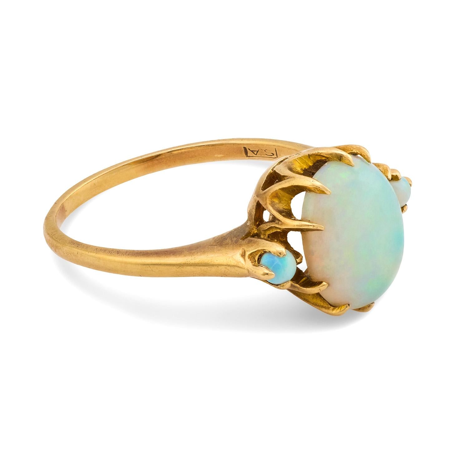Edwardian 10k Opal Three Stone Ring