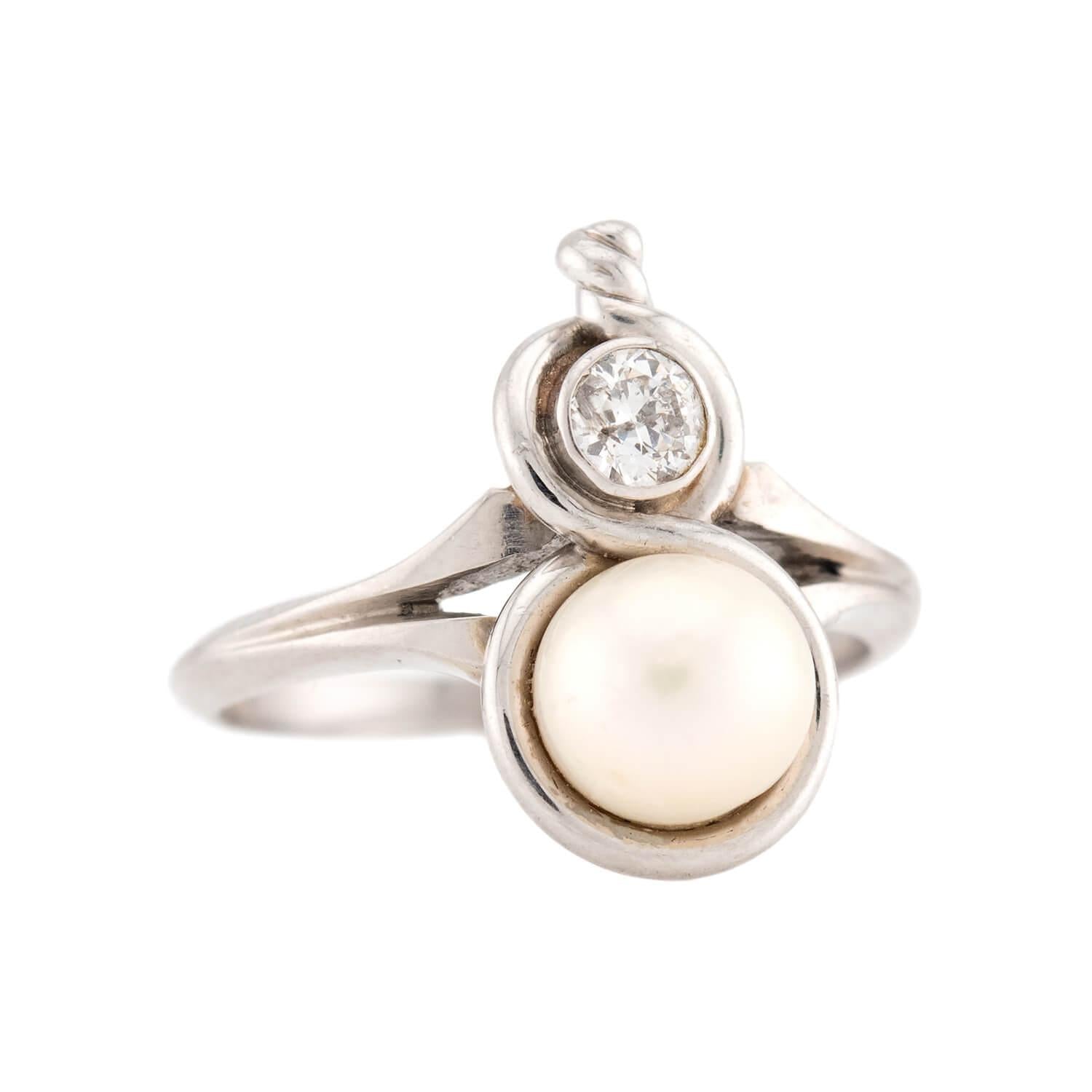 Edwardian 18k Pearl & Diamond Ring