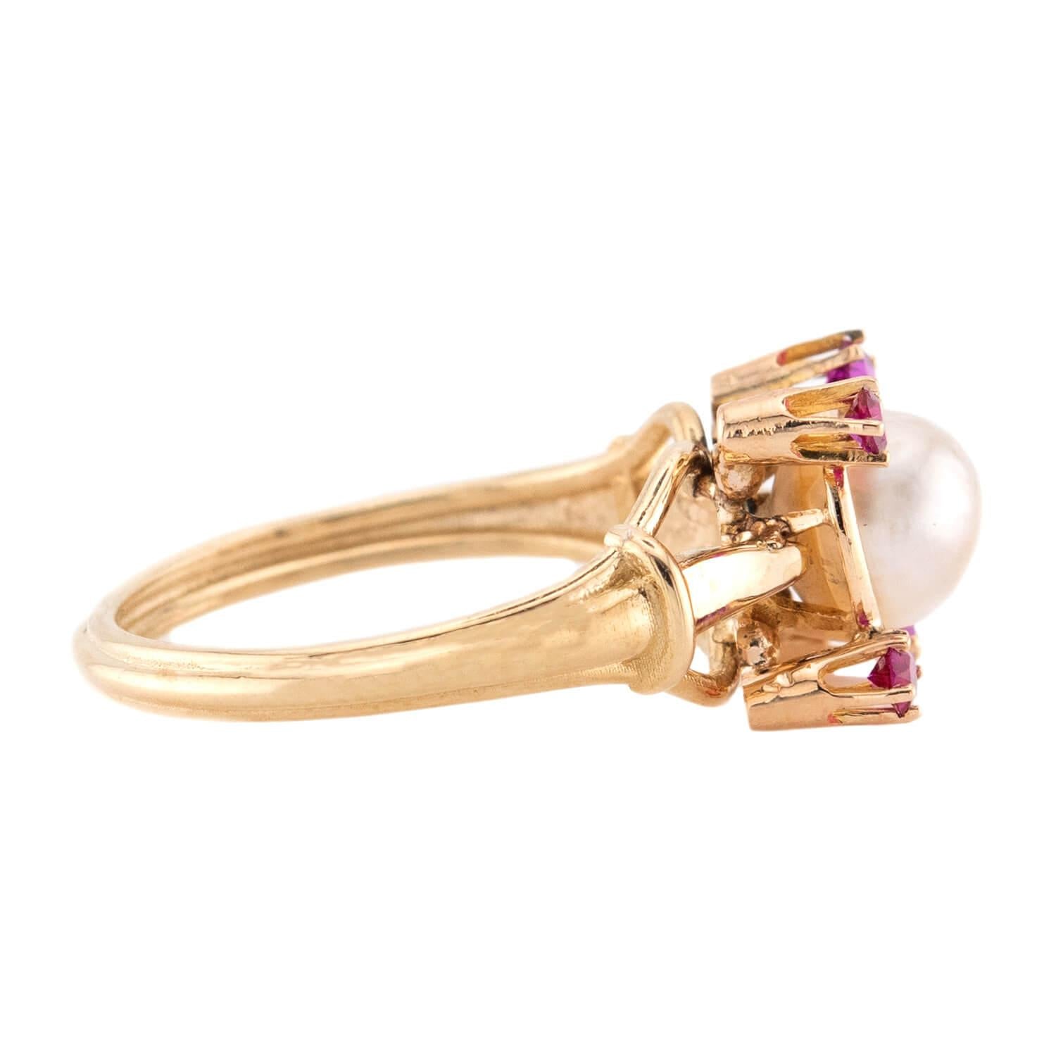 Victorian 14k Pearl and Ruby Ring