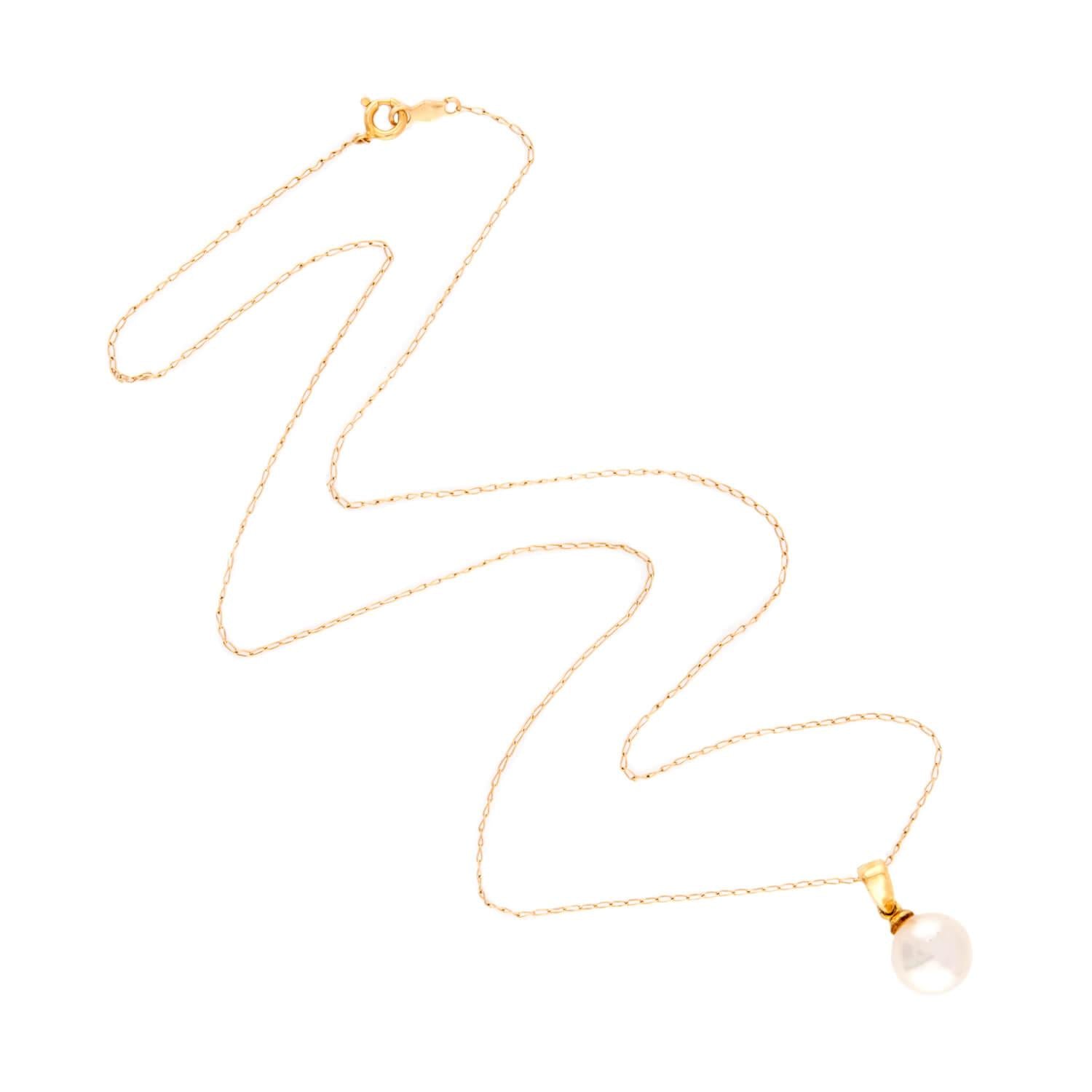 Estate 14k/18k Pearl Pendant Necklace