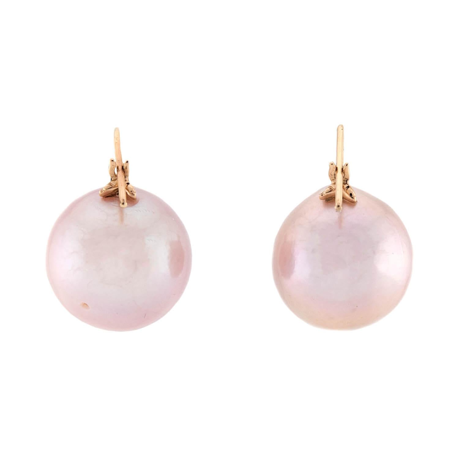 Estate 14k Pink Pearl Earrings