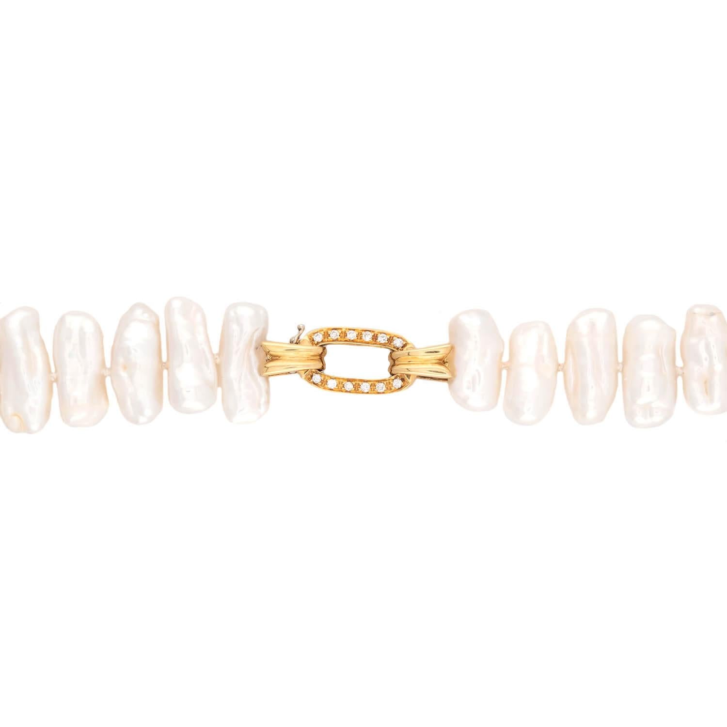 Estate 18K Pearl and Diamond Necklace 35"